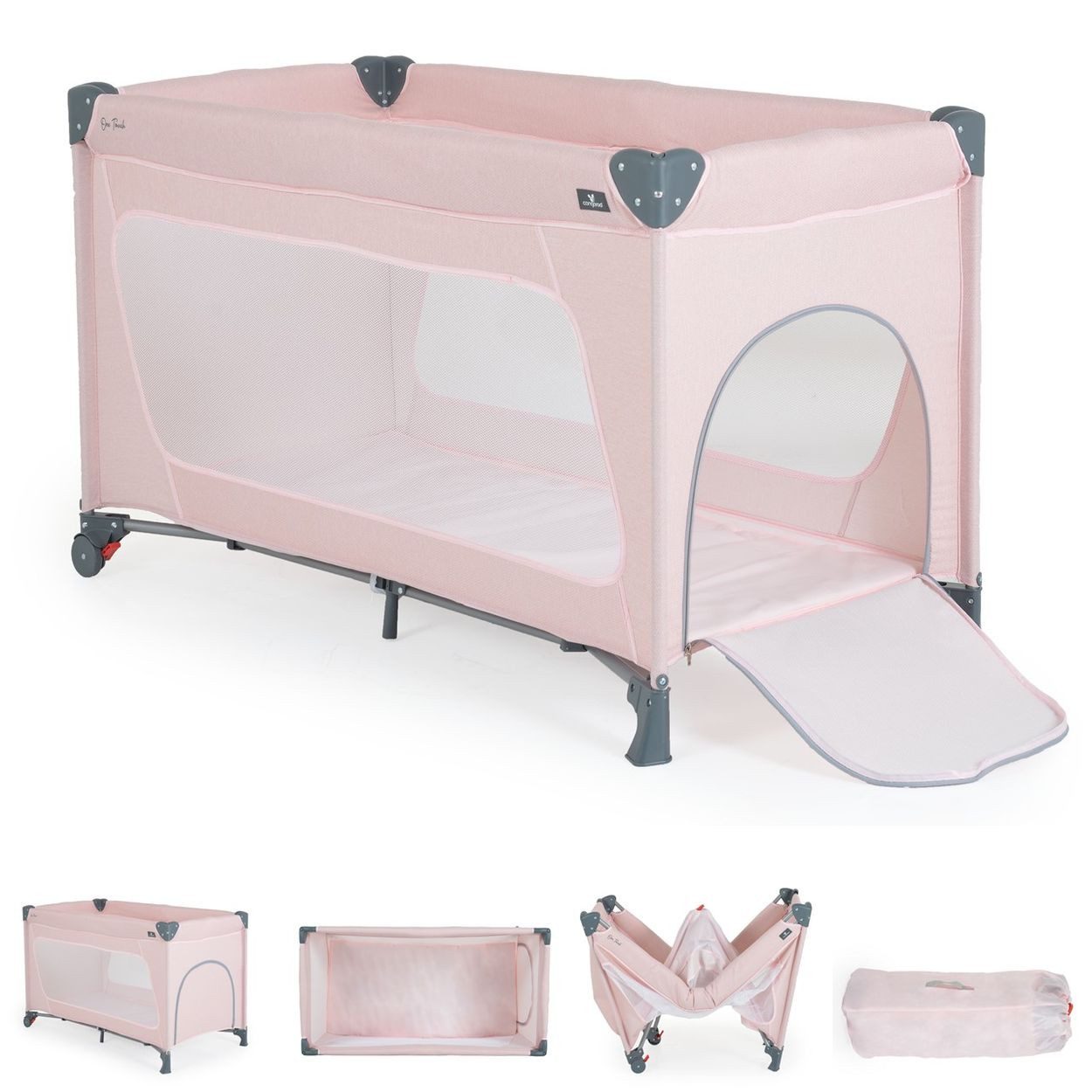 Cangaroo Baby-Reisebett Reiselaufstall One Touch Räder, Seiteneingang Matratze klappbar Tasche