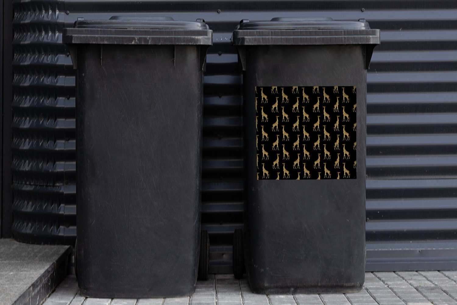 MuchoWow Wandsticker Gold Container, (1 Muster Mülltonne, Tiere Mülleimer-aufkleber, - - Giraffe St), Abfalbehälter Sticker, 