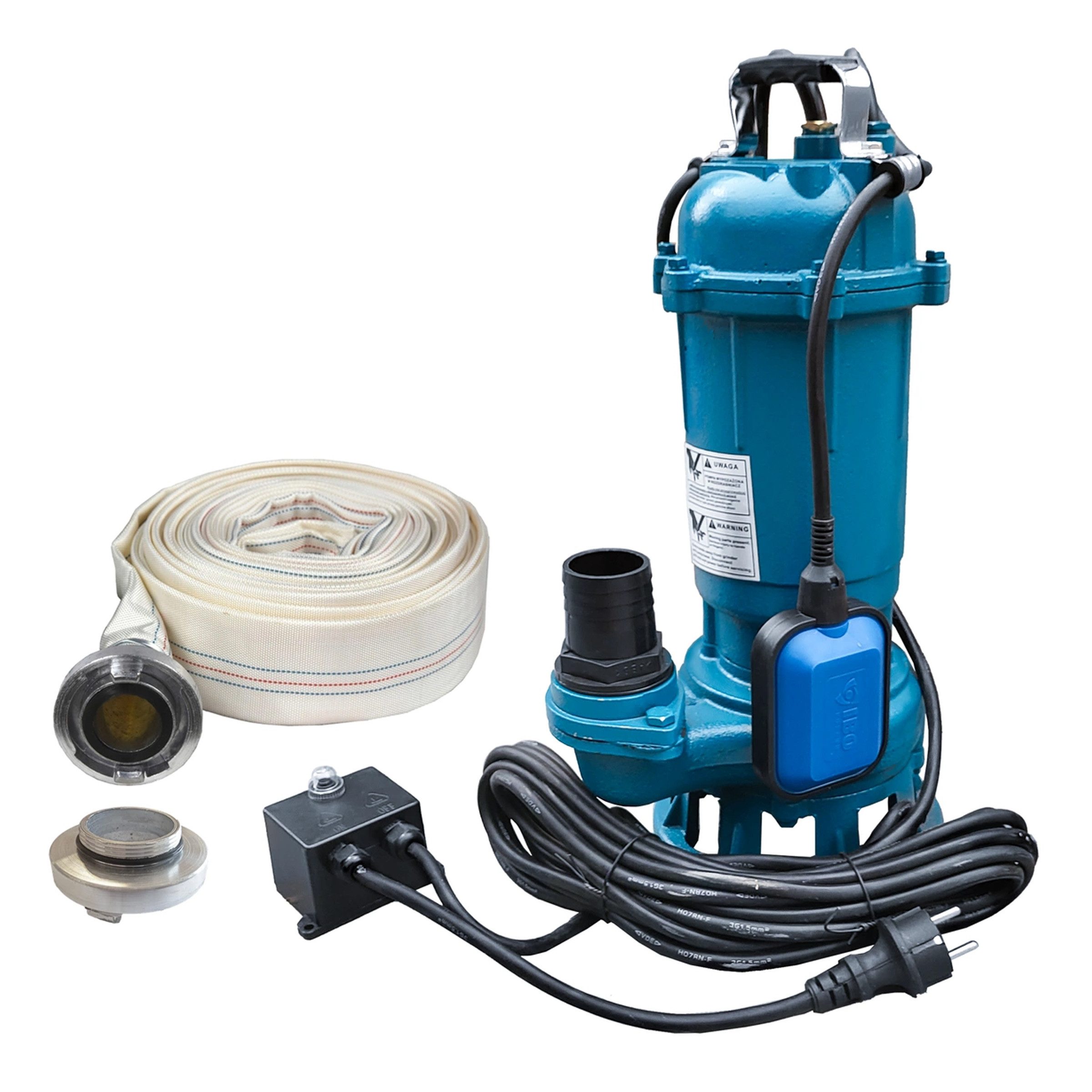 IBO Schmutzwasserpumpe IBO CTR 1100 Abwasserpumpe Häcksler Set + 20m Feuerwehrschlauch
