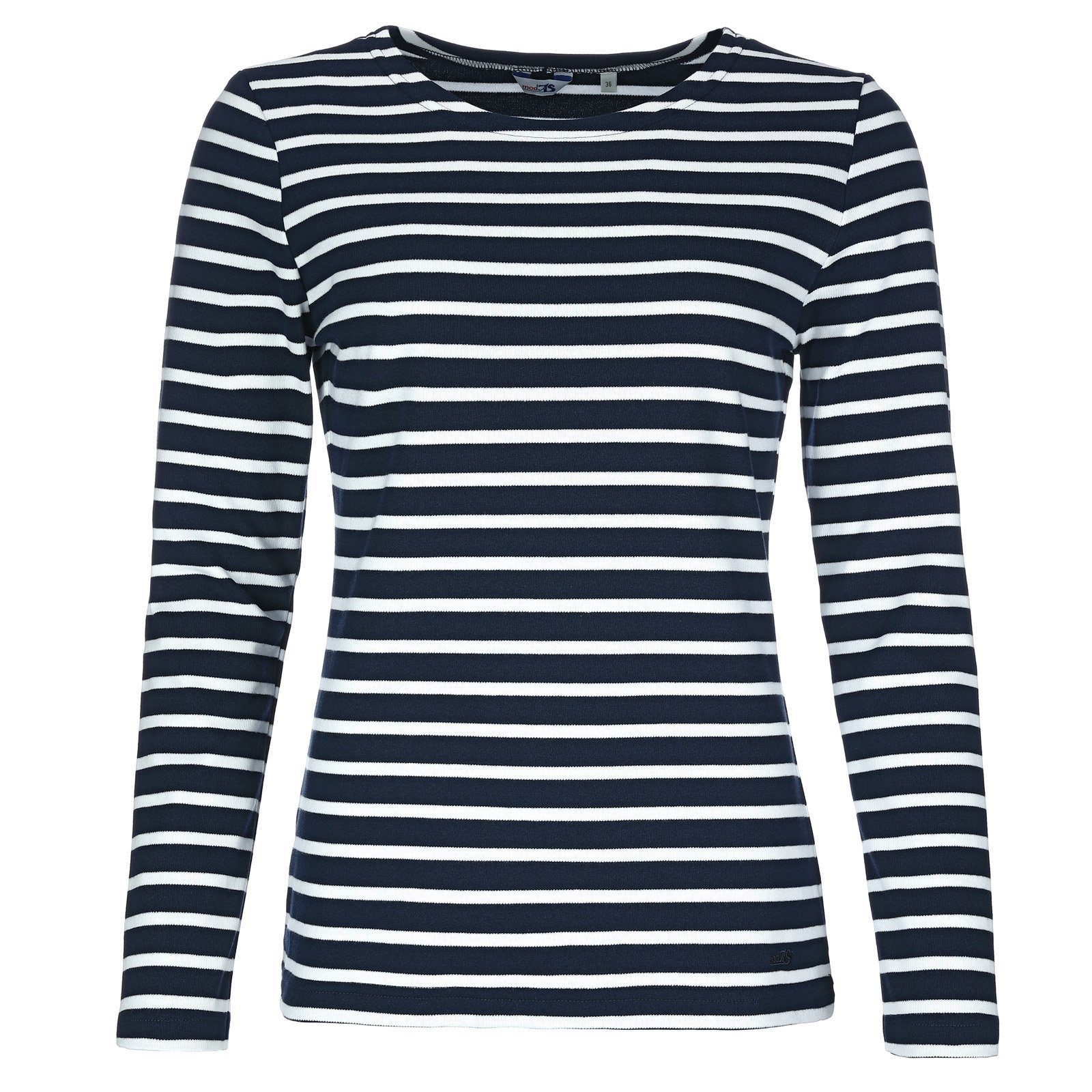 modAS Langarmshirt Damen Langarm-Shirt mit Streifen Bretonisches Streifenshirt Baumwolle (05) blau / weiß