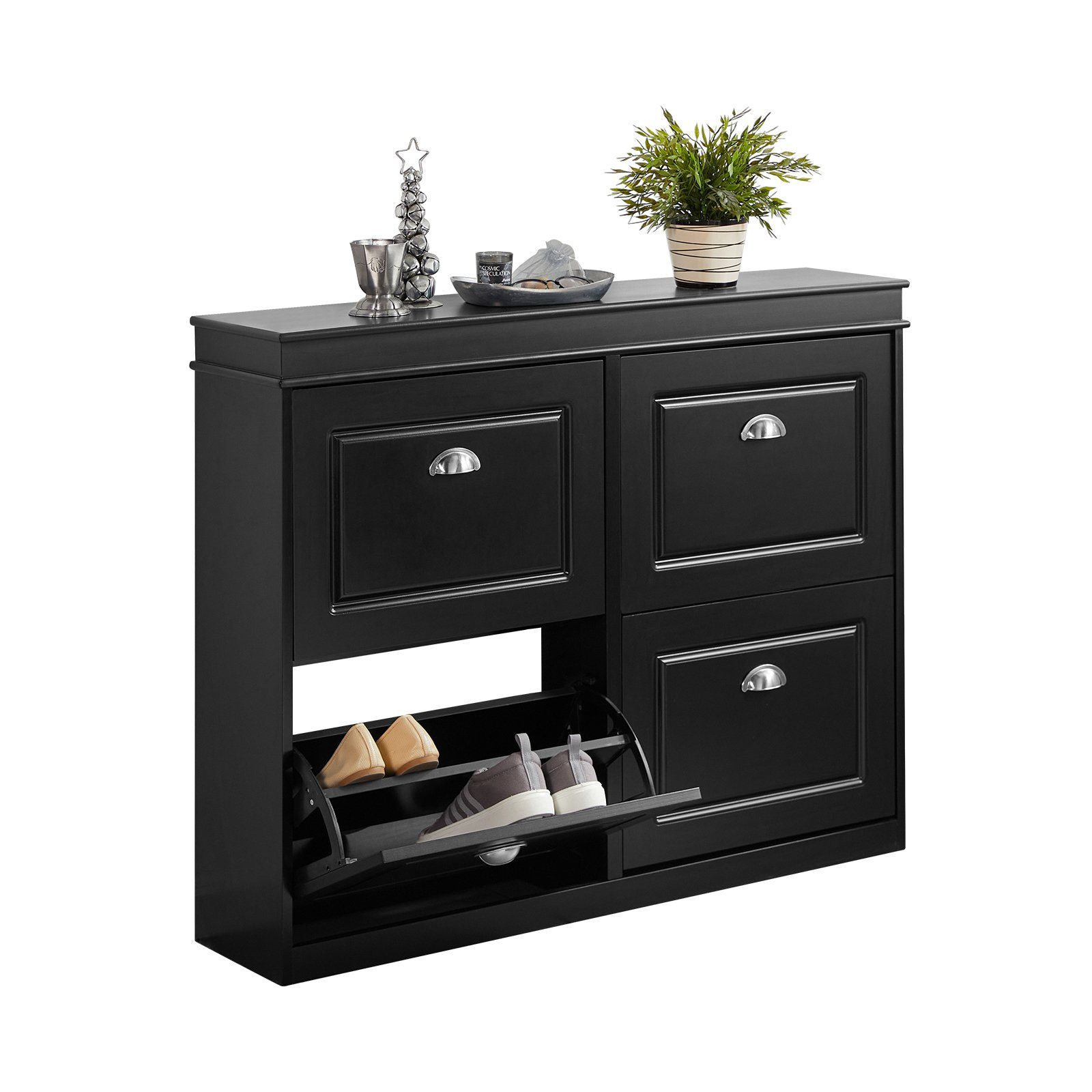 SoBuy Schuhschrank FSR78/FSR79/FSR94, Schuhkipper, Schuhregal, Schuhbank, mit Klappen mit 1/2/3/4 Klappen, Schuhschrank schmal, Schuhbank Schuhablage, Flur