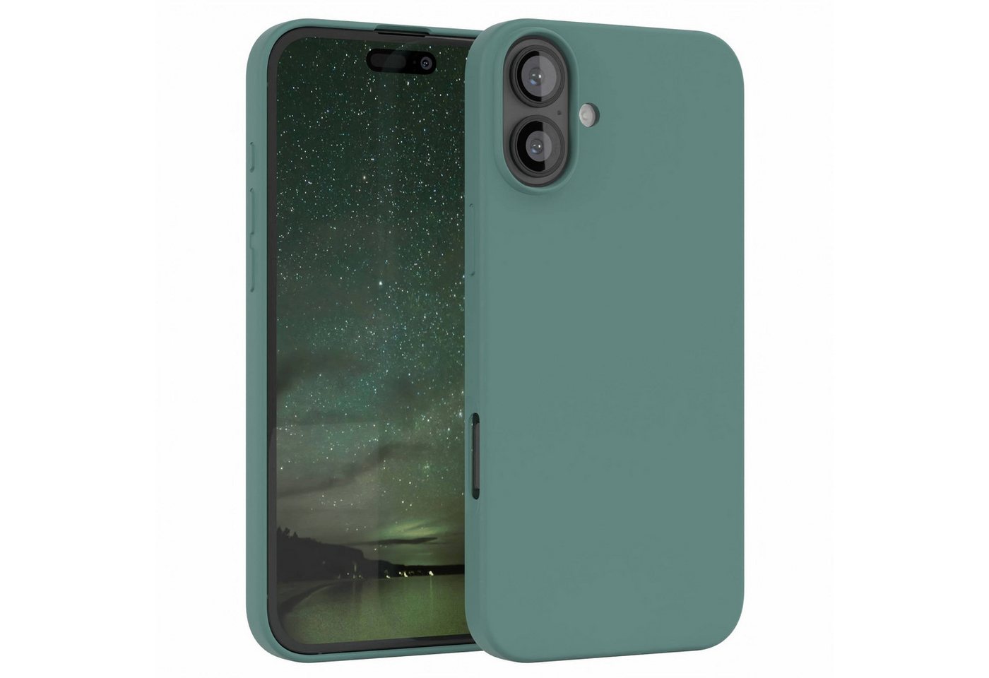 EAZY CASE Handyhülle Premium Silikon Case für Apple iPhone 16 Plus 6,7 Zoll, Schutzhülle mit Kameraschutz Back Cover Bumper Case Case Dunkelgrün