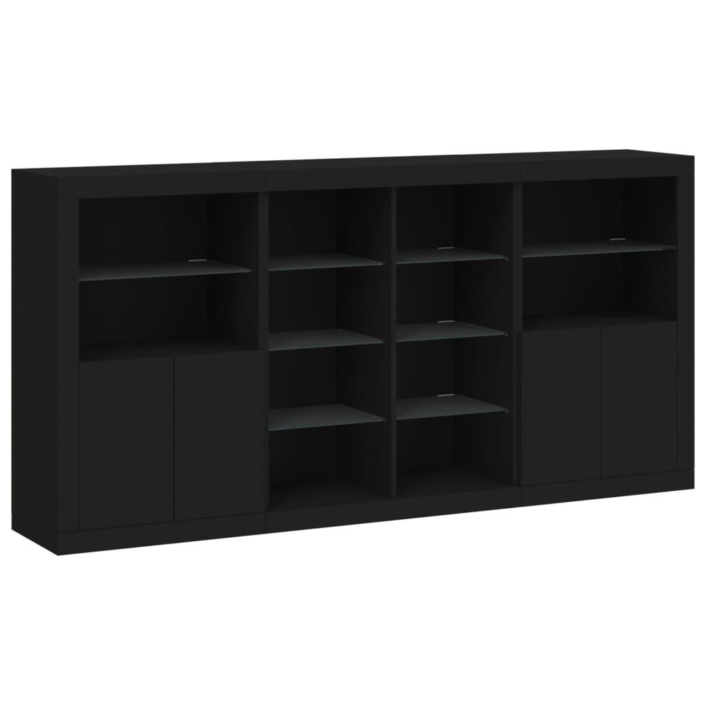 vidaXL Sideboard Sideboard mit LED-Leuchten Schwarz günstig online kaufen