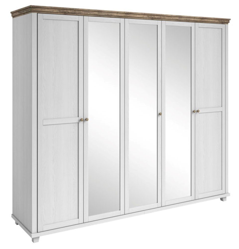 Helvetia Kleiderschrank 246x62x216cm / eiche (Evora, Kleiderschrank) Evora 2 ash abisko Spiegeln mit lefkas 4-türig 1-St.,