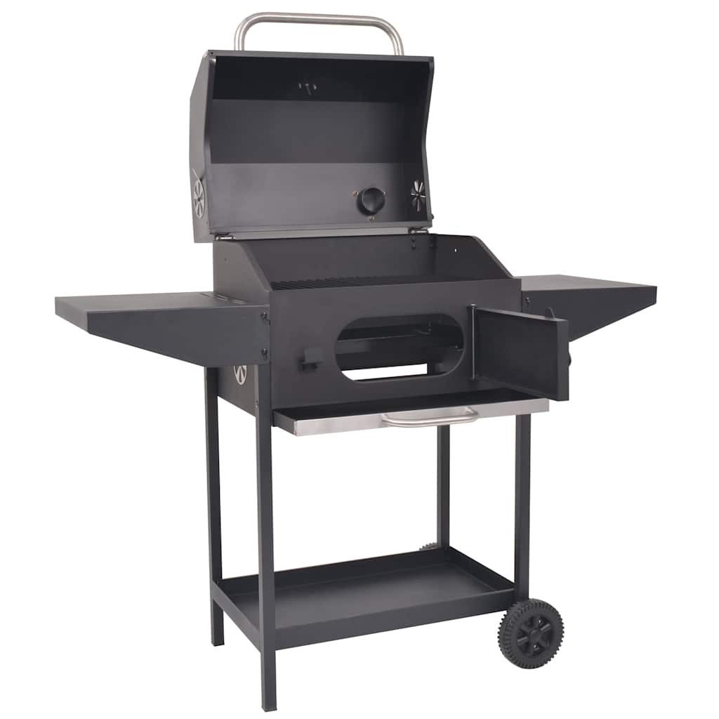 vidaXL Smoker Holzkohlegrill Smoker mit Ablage Schwarz
