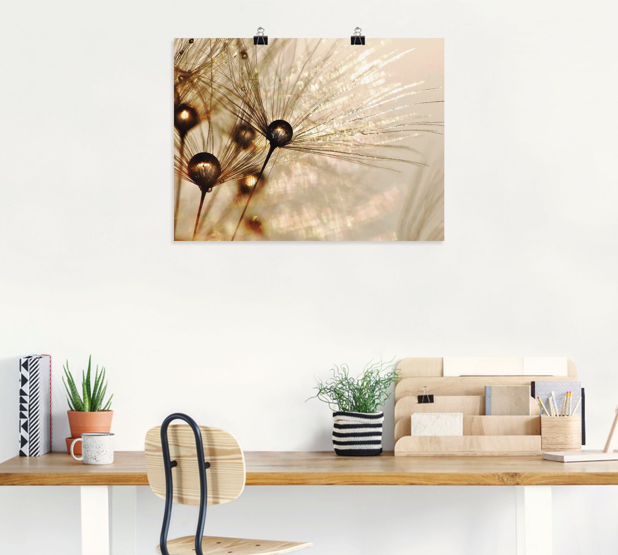 Artland Wandbild Pusteblume Goldener Tropfen, Blumen (1 St), als Alubild, Leinwandbild, Poster in verschied. Größen