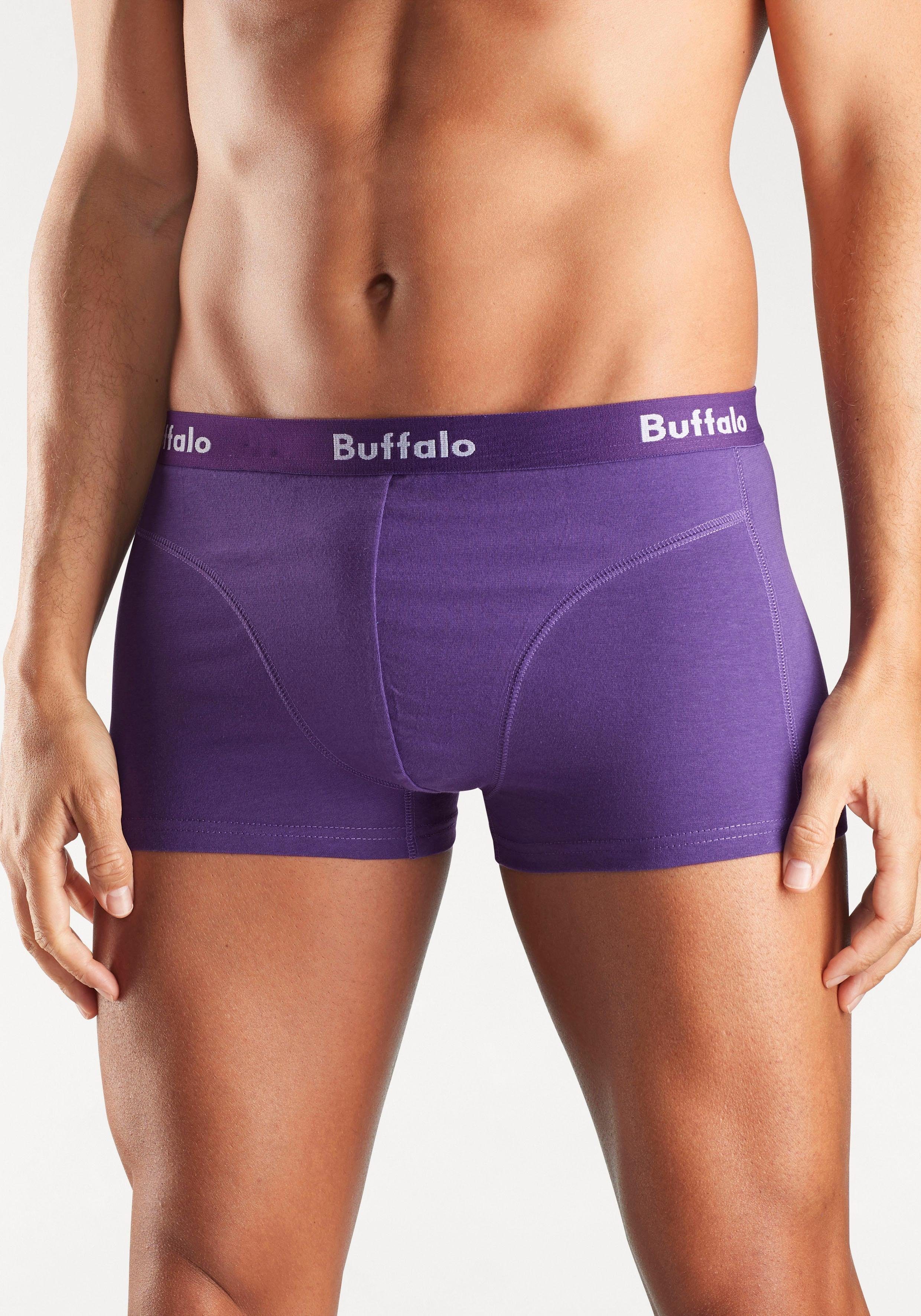 Buffalo Hipster (Packung, 3-St) grau mit petrol, lila, vorn Overlock-Nähten