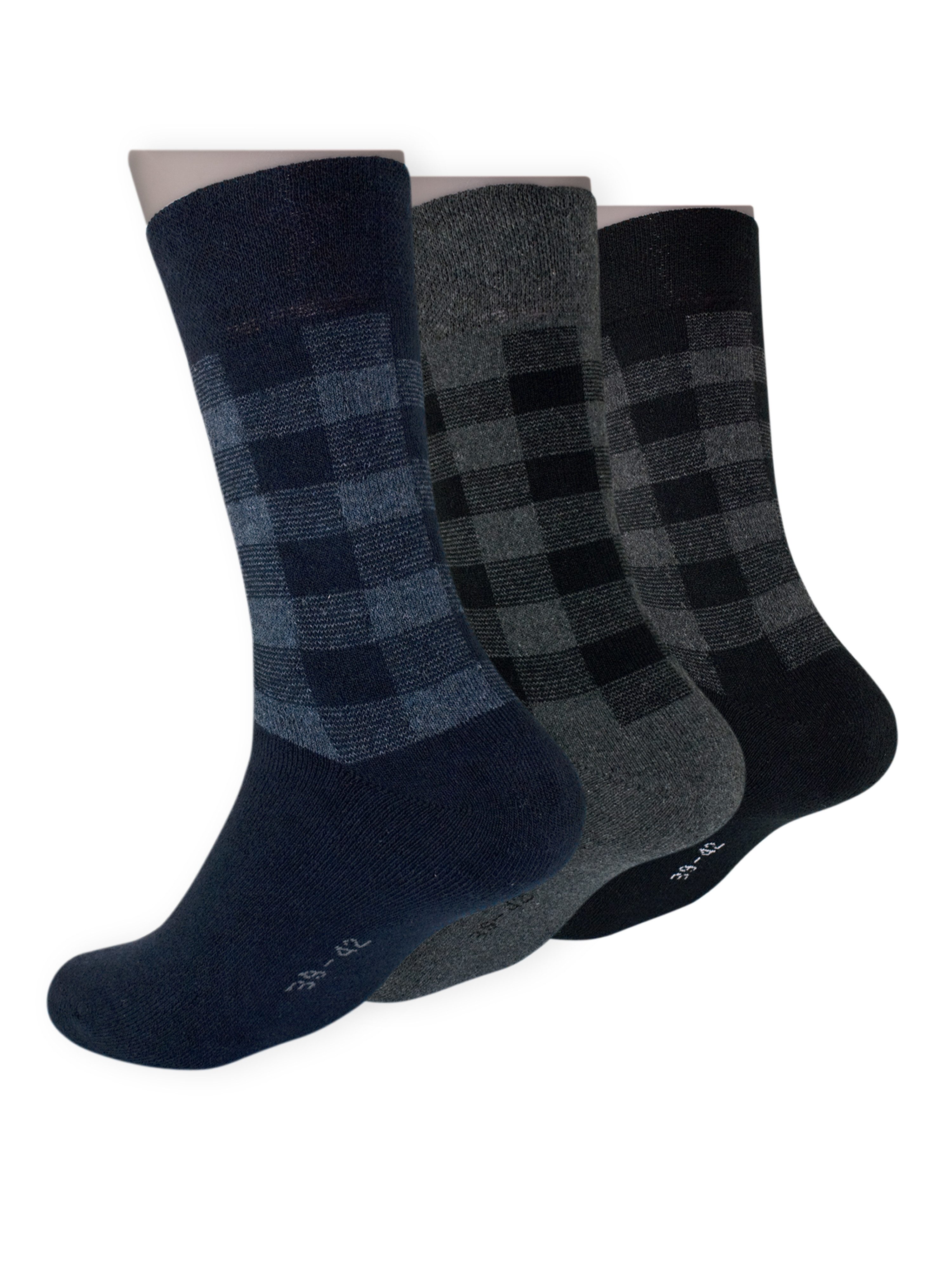 Die Sockenbude Thermosocken KARO (Bund, 3-Paar, grau blau schwarz) vollfrot günstig online kaufen