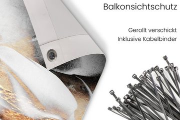 MuchoWow Balkonsichtschutz Abstrakt - Gold - Design - Luxe (1-St) Balkonbanner, Sichtschutz für den Balkon, Robustes und wetterfest