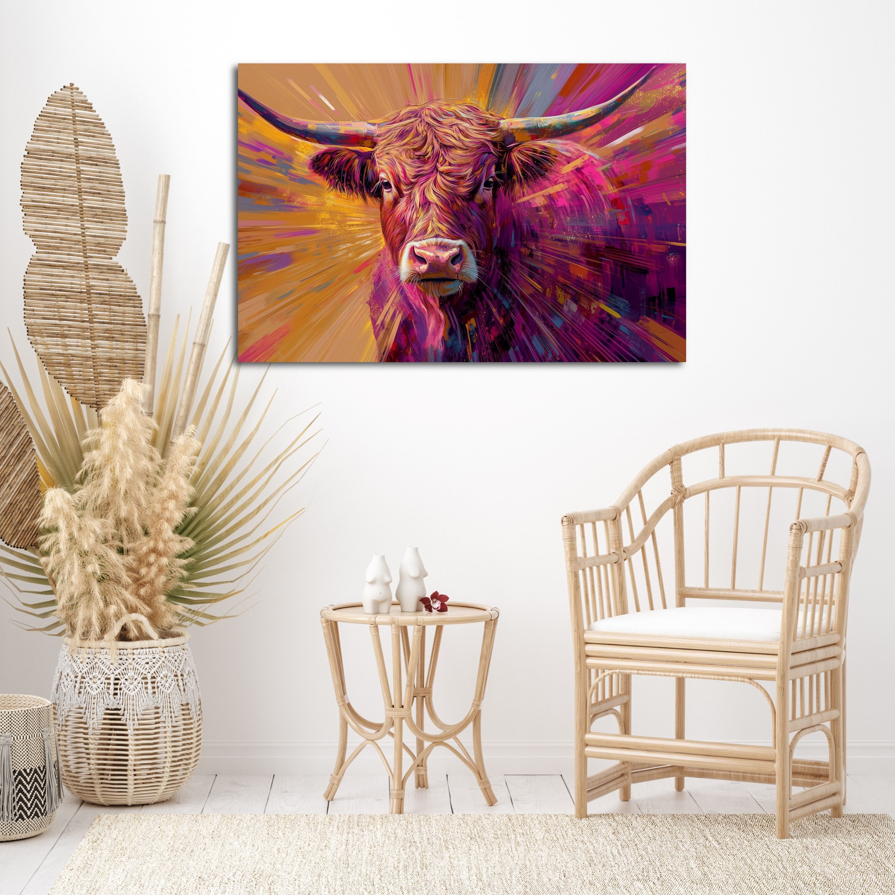 DARO Design Leinwandbild Modern Abstrakt Wandbilder XXL Wandbild Wand Deko Leinwand Bilder, (pinkes Rind - Bild Groß Wohnzimmer Schlafzimmer Küche Esszimmer Einteilig Querformat Fotodruck Leinwände Wanddeko Abstrakte Kunst Boho), 30x20cm