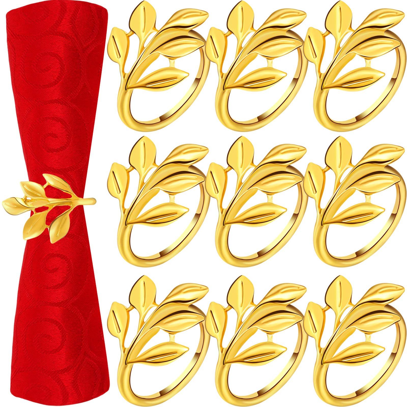 Coonoor Serviettenring Serviettenringe, Metall Serviettenschnallen, Blätter Serviettenhalter, (24-tlg), Elegante Servietten Schnallen, Napkin Rings