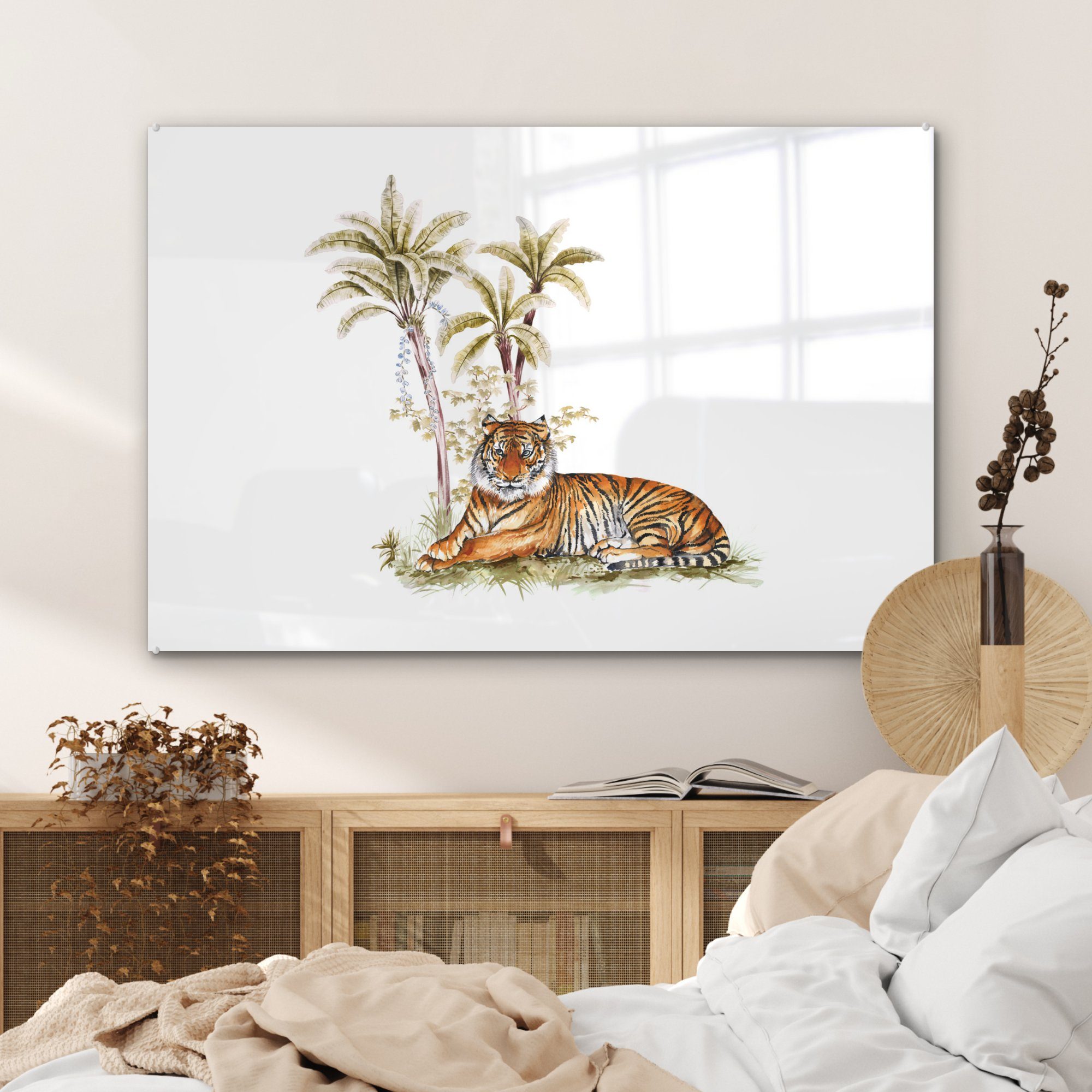 (1 MuchoWow Acrylglasbild Acrylglasbilder St), Gemälde, Baum & Tiger Wohnzimmer Schlafzimmer - -