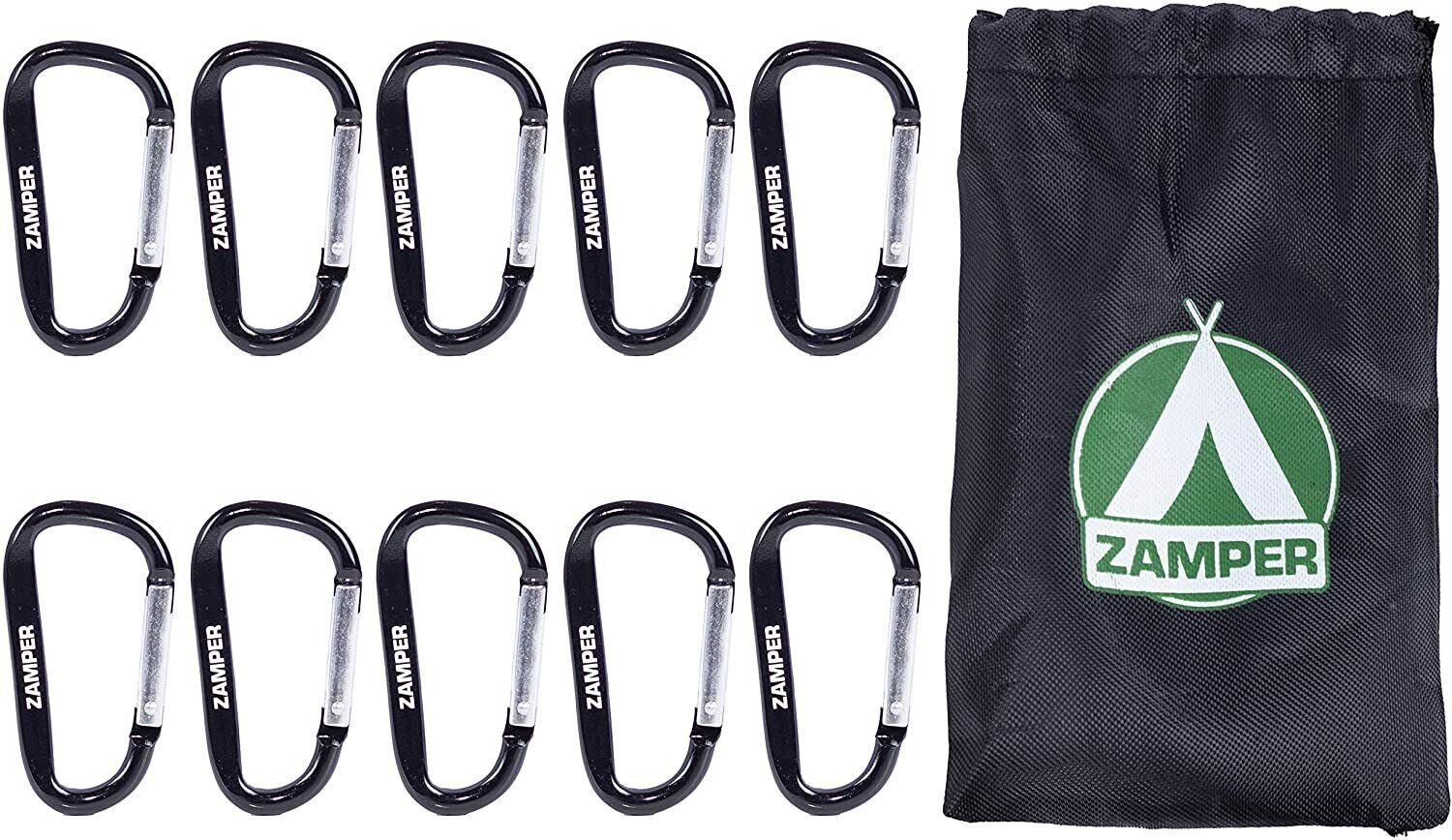 Karabiner Aluminium Schwarz Set 10STK für Camping, Outdoor und Freizeit 8x4 cm