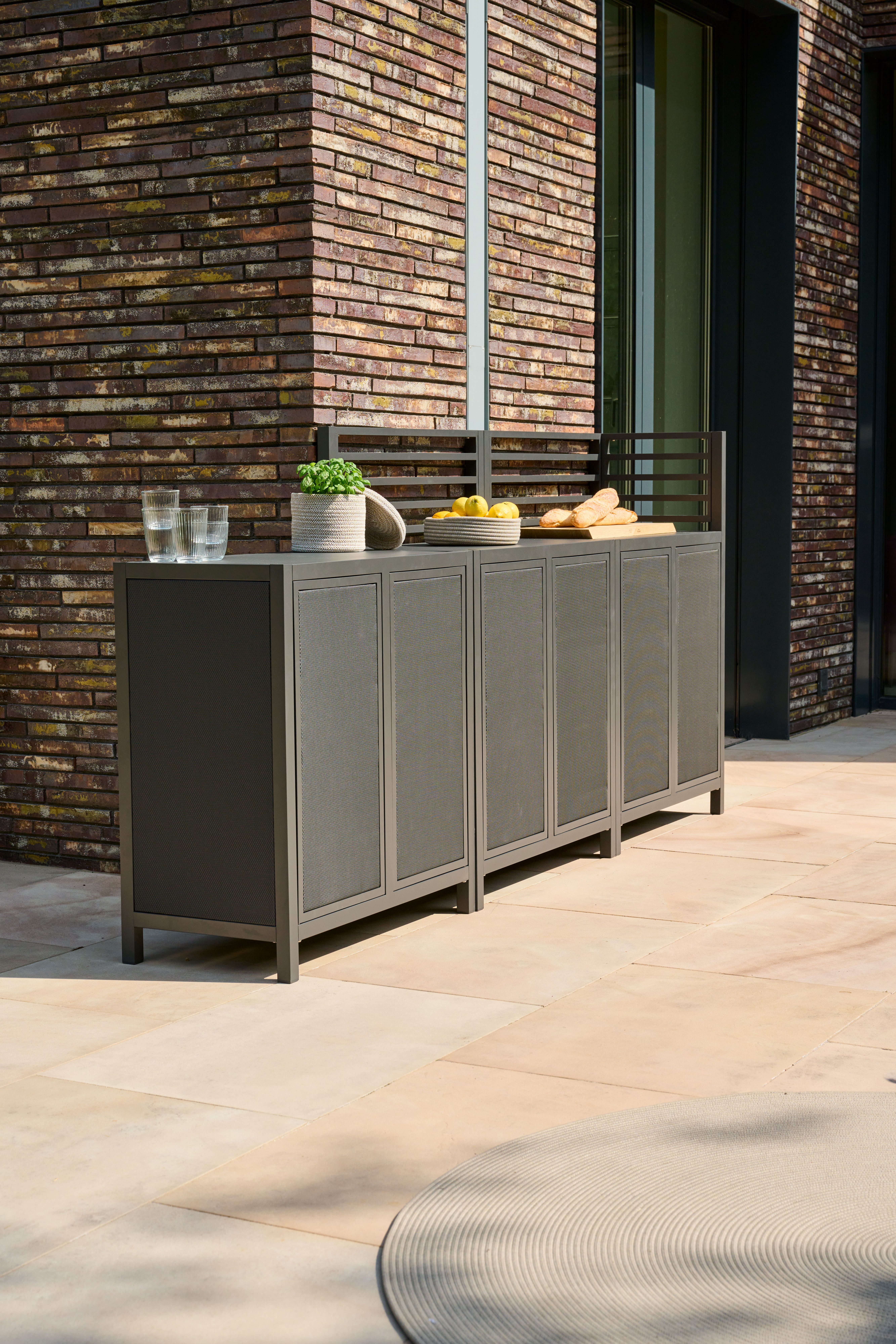 Siena Garden Gartentisch PALMA Basiselement, Aluminiumrahmen, Ranotex® Bezug dunkelgrau