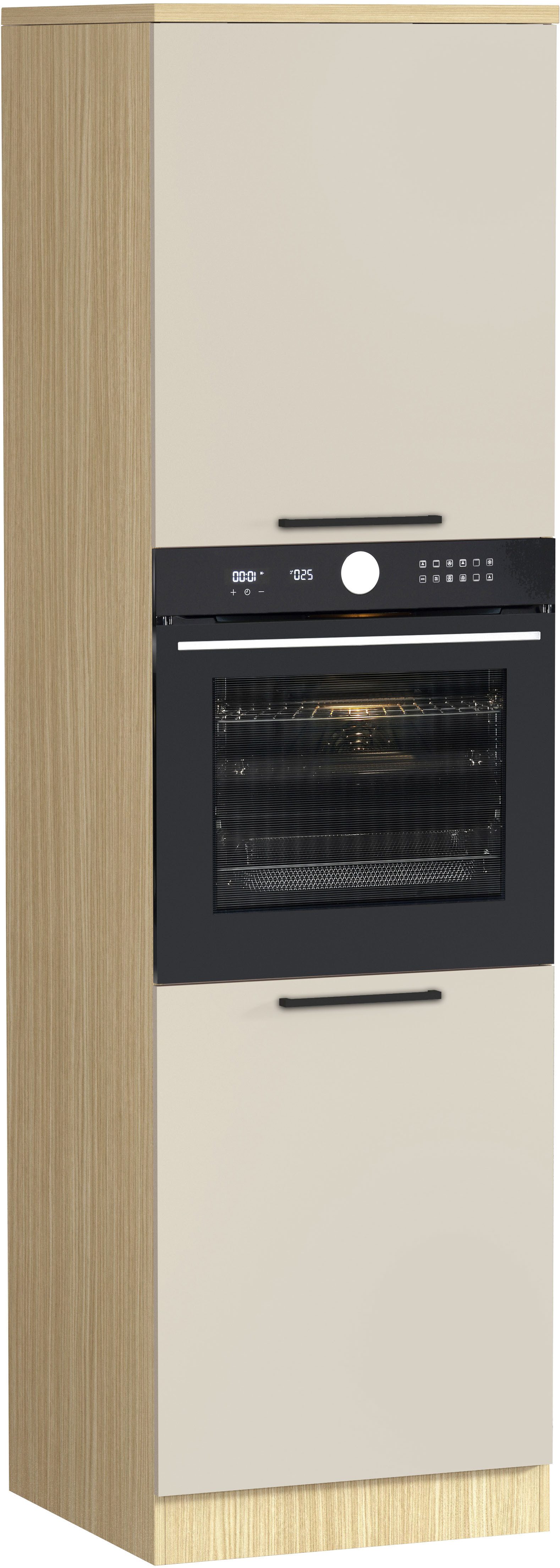 KOCHSTATION Backofenumbauschrank Luna, Backofenschrank, Backofen-Hochschrank, Made in Italy B/T/H: 60×60×214,5 cm, Oberplatte mit 25 mm Stärke