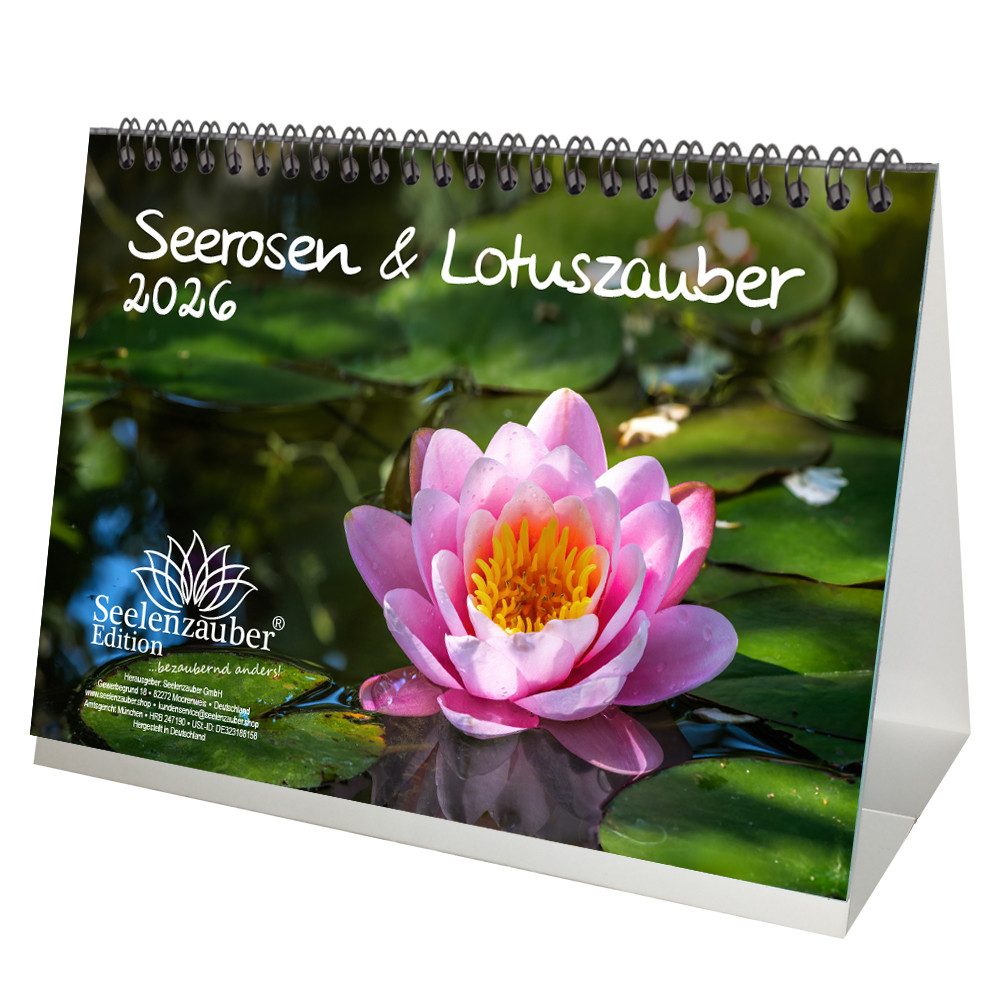 Seelenzauber Tischkalender Seerosen und Lotuszauber DIN A5 Tischkalender für 2026 Blumen