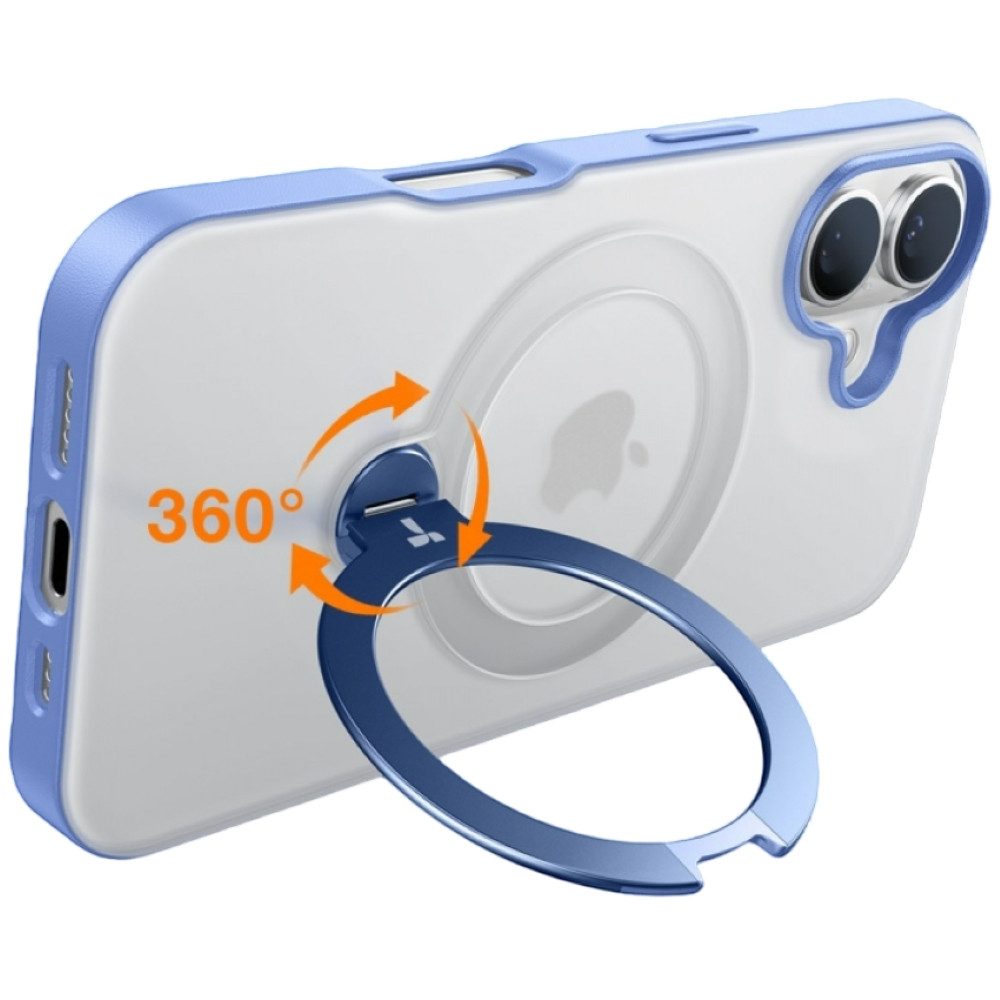 TORRAS Handyhülle UPRO Ostand Spin Case für iPhone 16 - Schutzhülle - blau