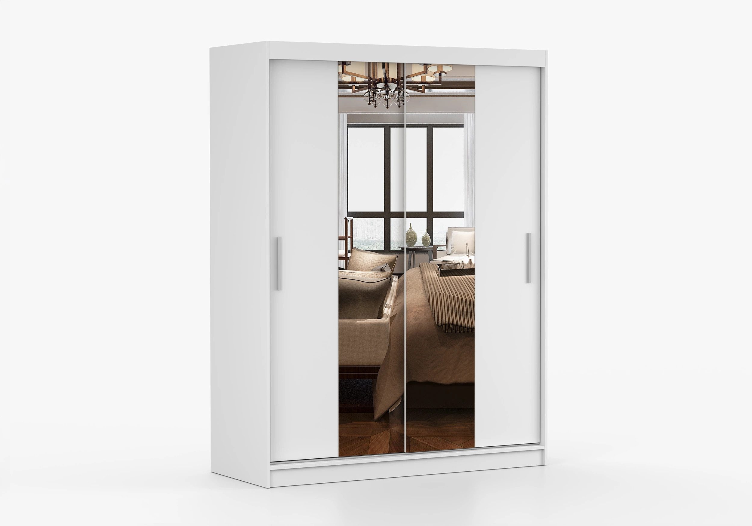 imoebel24 Schwebetürenschrank VISTA 01 150 cm - Weiss / Weiss günstig online kaufen