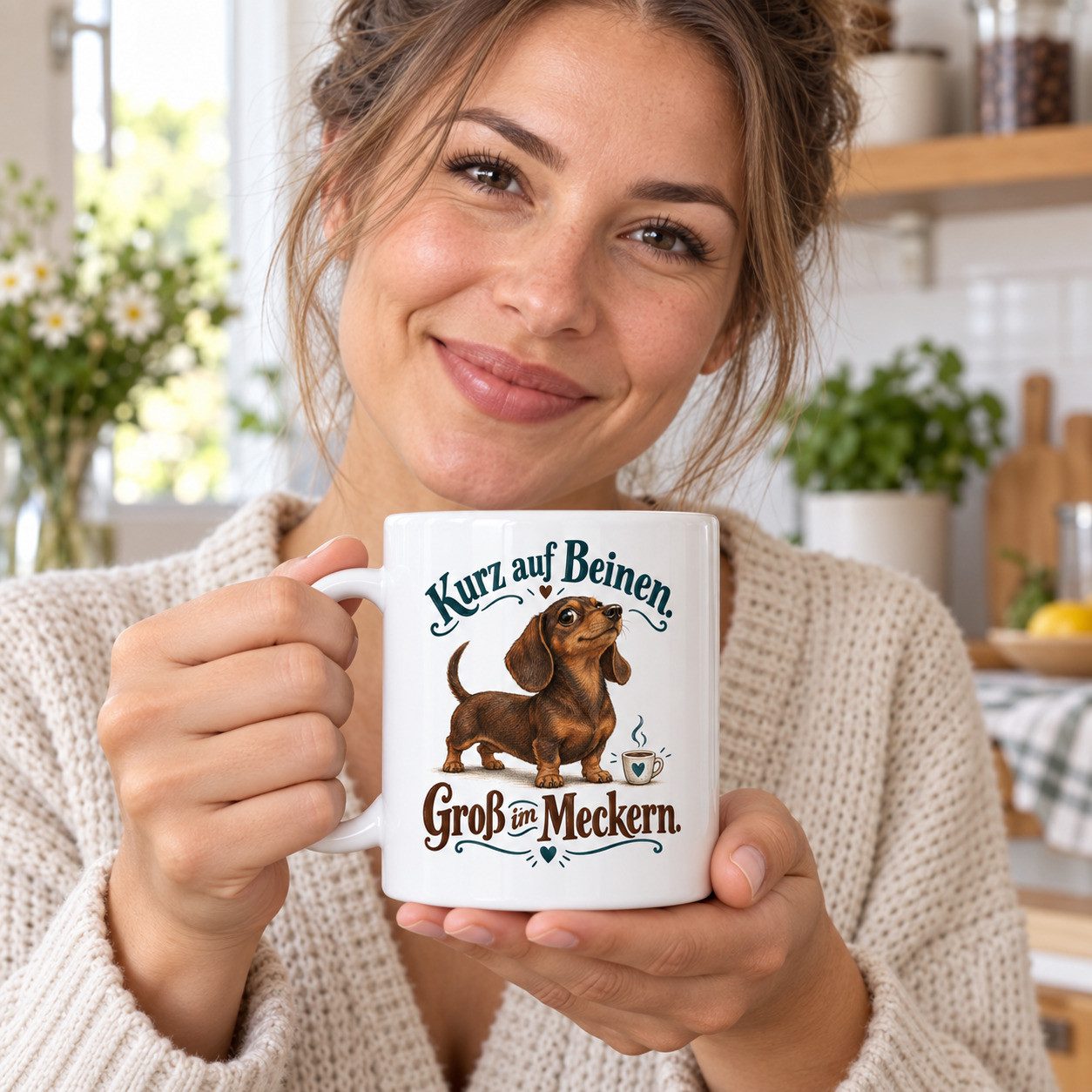WS-Trend Tasse Dackel Kaffeetasse mit Spruch Keramik 330 ml Geschenkidee fuer Freunde, Keramik – Bild 2 von 4