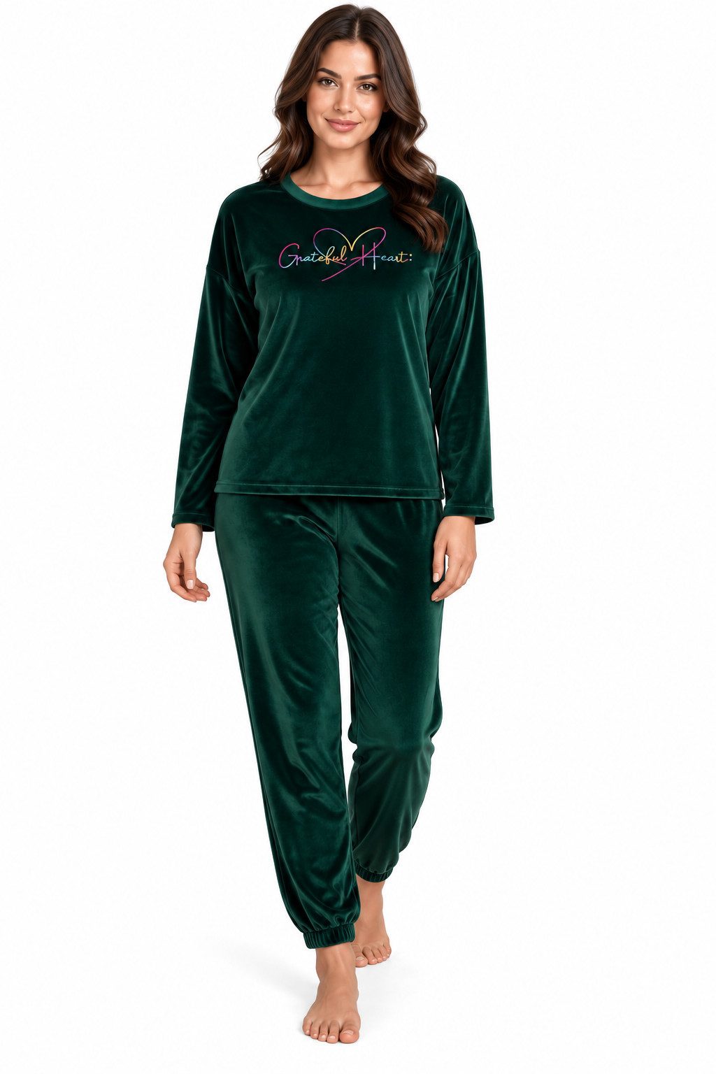 fashionshowcase Schlafanzug Damen Hausanzug aus Samt Pyjama Set für Herbst & Winter (2-teilig, 2 tlg., Langarm-Oberteil + lange Hose) kuschelig weicher Samt-Look