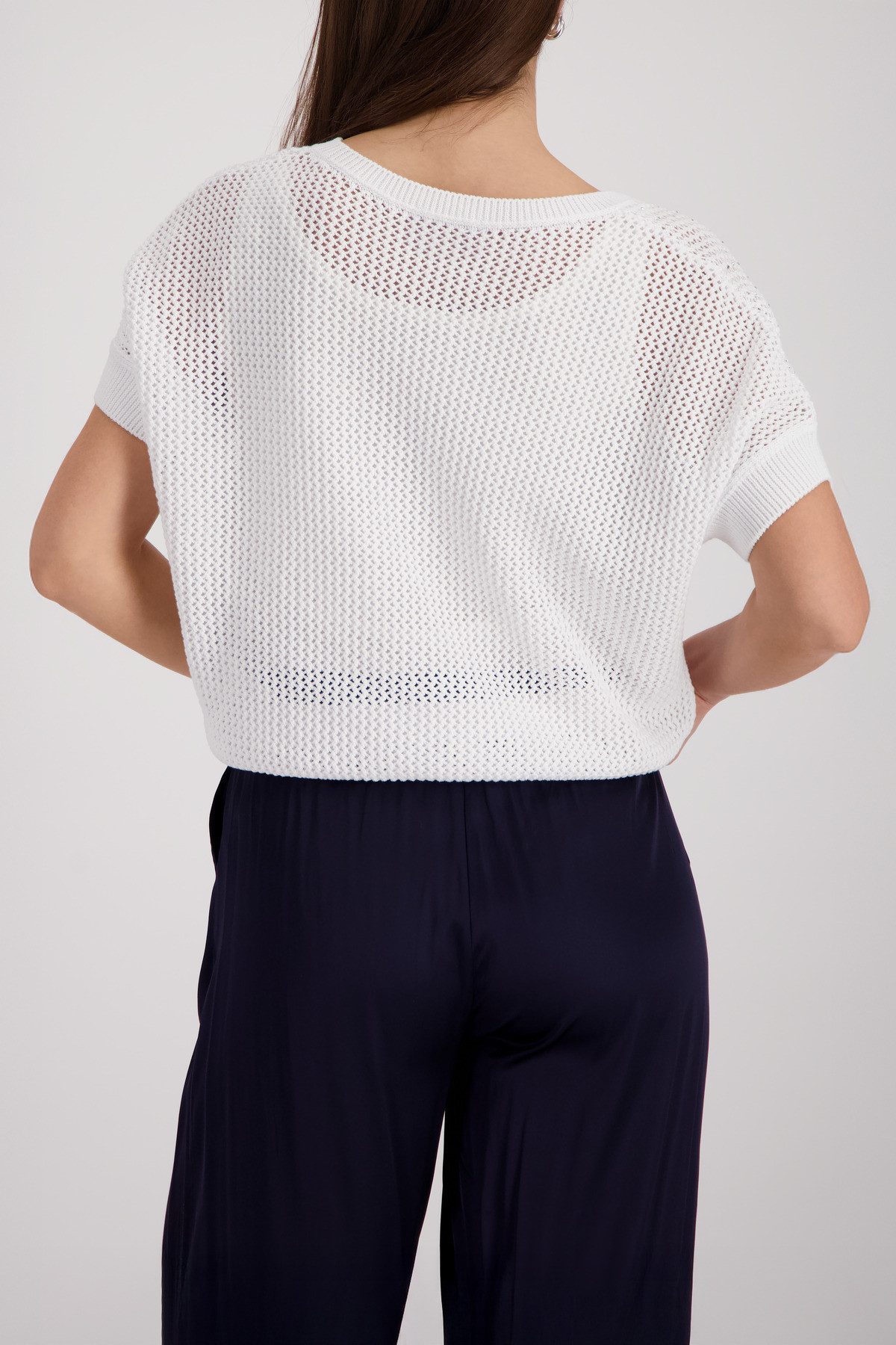 Monari Ajourpullover Pullover Basic Schmuck Regular fit mit Strasssteinen