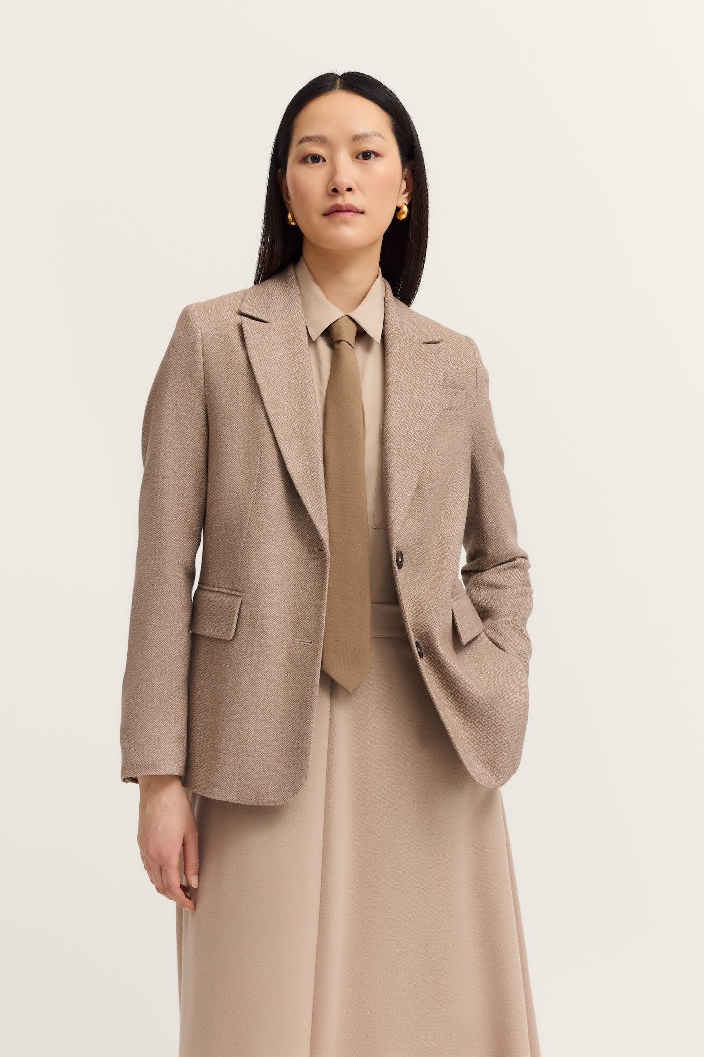 bugatti Kurzblazer elegant & vielseitig mit feinem Fischgrat-Muster