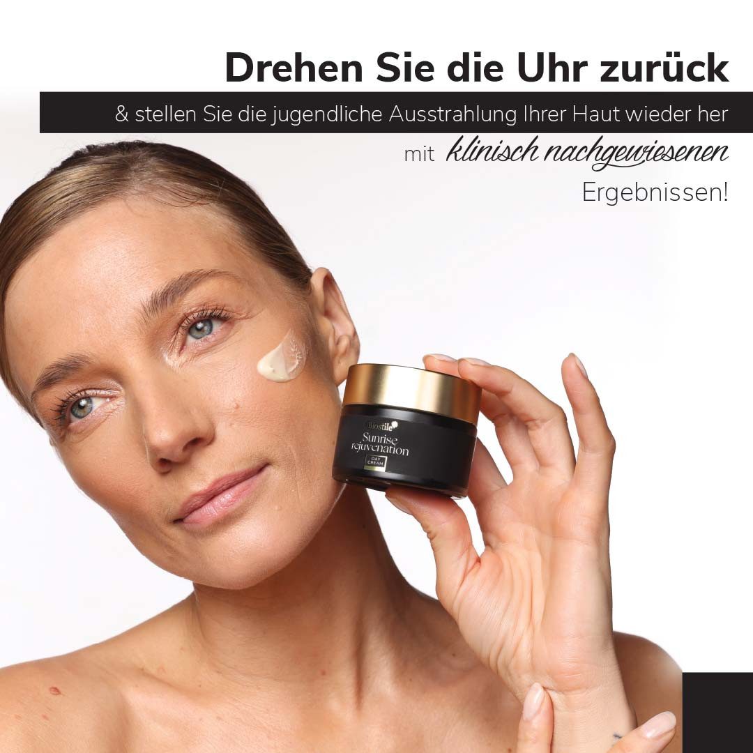 Biostile Anti-Aging Tagespflege mit Hyaluron für Gesicht Hals & Dekolleté - Creme, 50 g, Mit Resveratrol, Niacinamid, Vitamin E & Peptiden, 50 ml