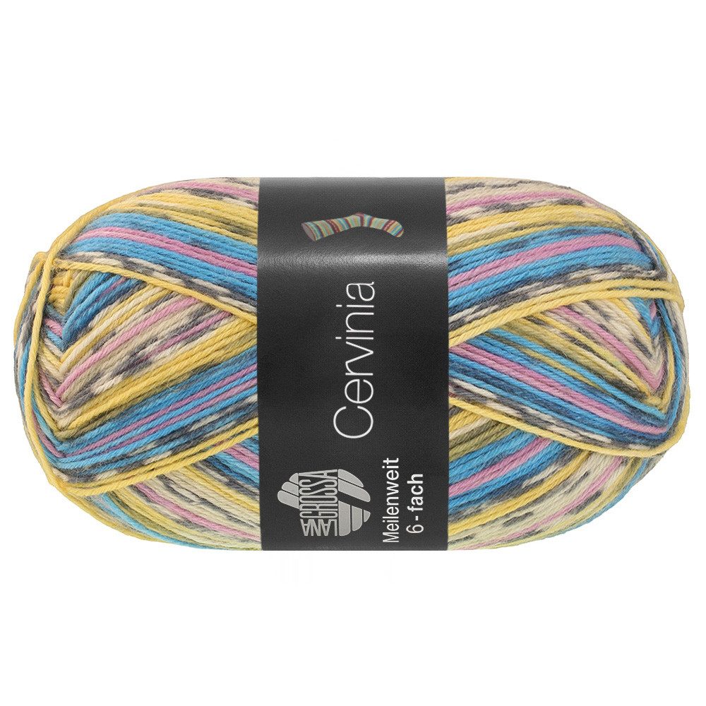 LANA GROSSA MEILENWEIT 150 g CERVINIA strapazierfähige 6-fach Sockenwolle Häkelwolle, 390 m (6-fädige Sockenwolle für warme und strapazierfähige Socken, Waschmaschinenfest und für Nadelstärke 3 bis 4 mm geeignet), 150 g