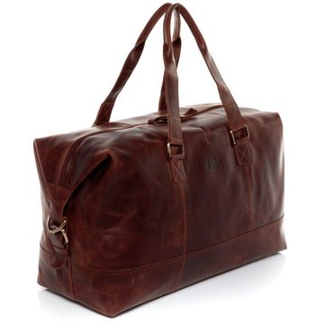 SID & VAIN Reisetasche Leder Weekender Unisex YALE, Echtleder Reisegepäck für Damen & Herren, Sporttasche XL braun-cognac