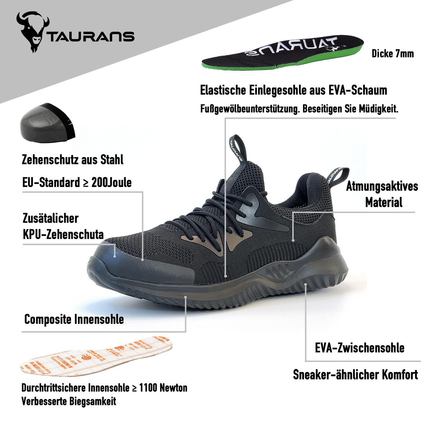 Tricetops CM232 Sicherheitsschuhe S1P Arbeitsschuhe Herren metallfreie Arbeitsschuh