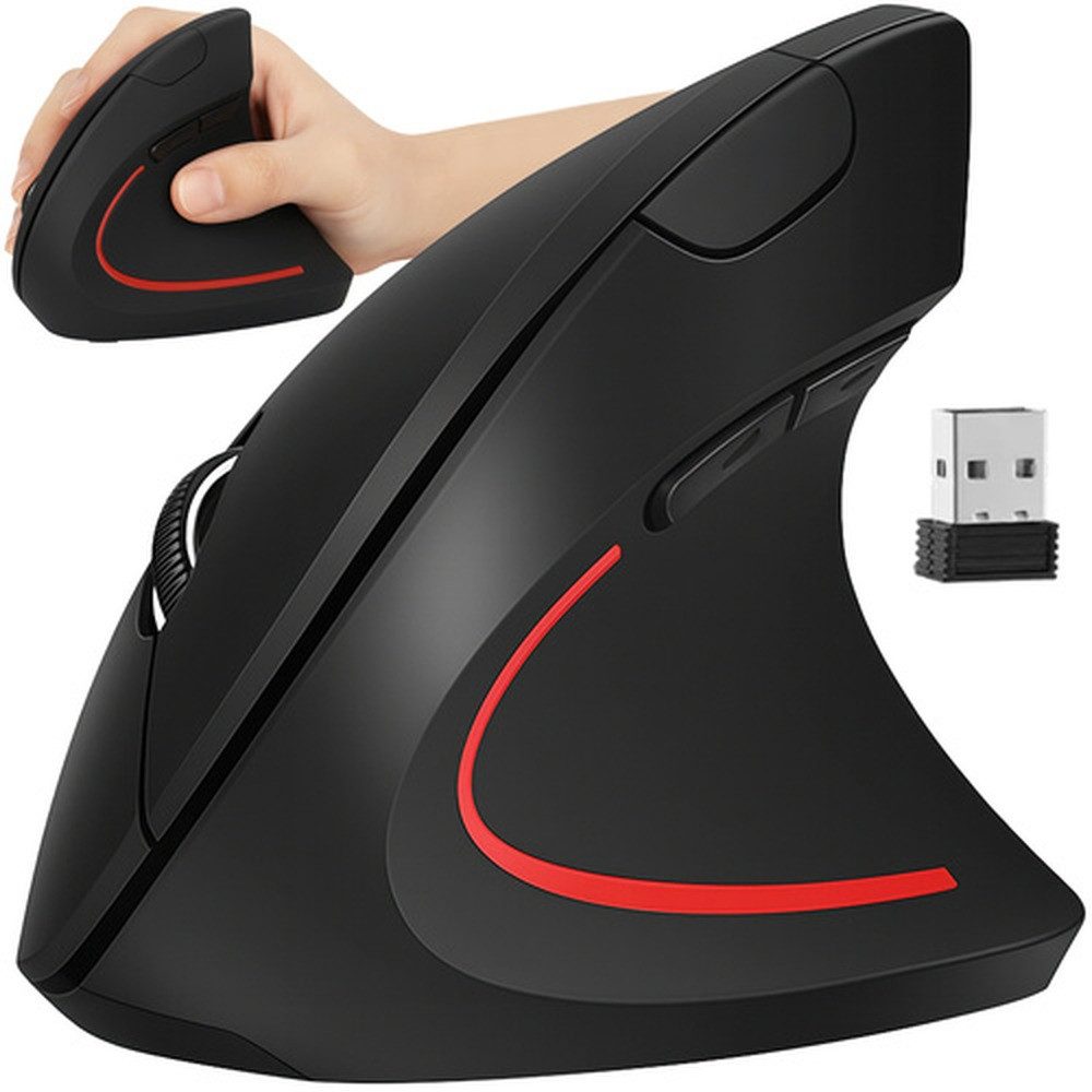 IZOXIS Kabellose Maus ergonomische Maus (Funk, 2400 dpi, 6 Tasten und anpassbarer Empfindlichkeit (800/1000/1200 DPI)