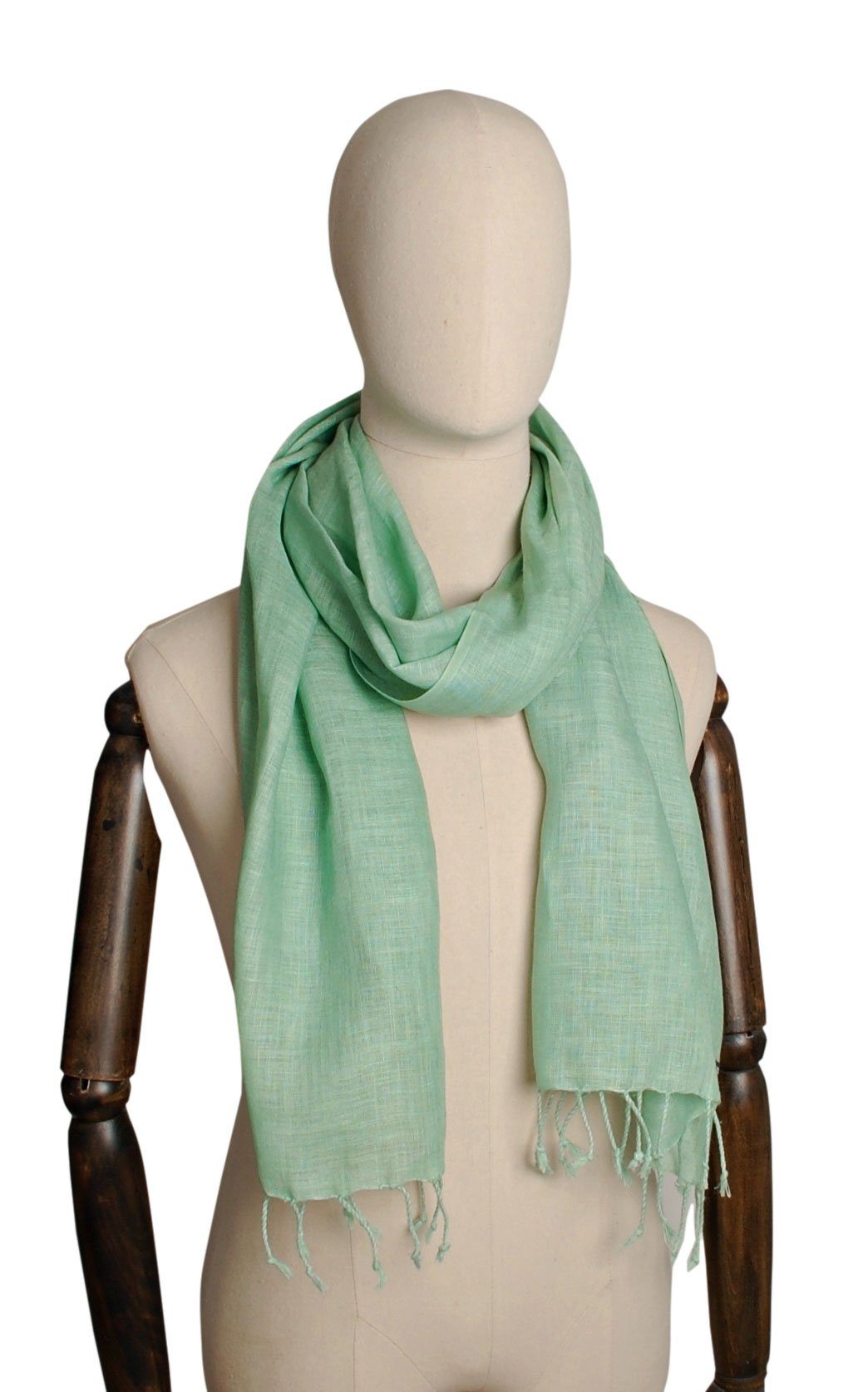 Bovari Schal aus – jade / Ganzjahres-Schal und für Fransen-Schal leicht Leinen Herren Schal atmungsaktiv Damen grün 100% - Leinen, und –