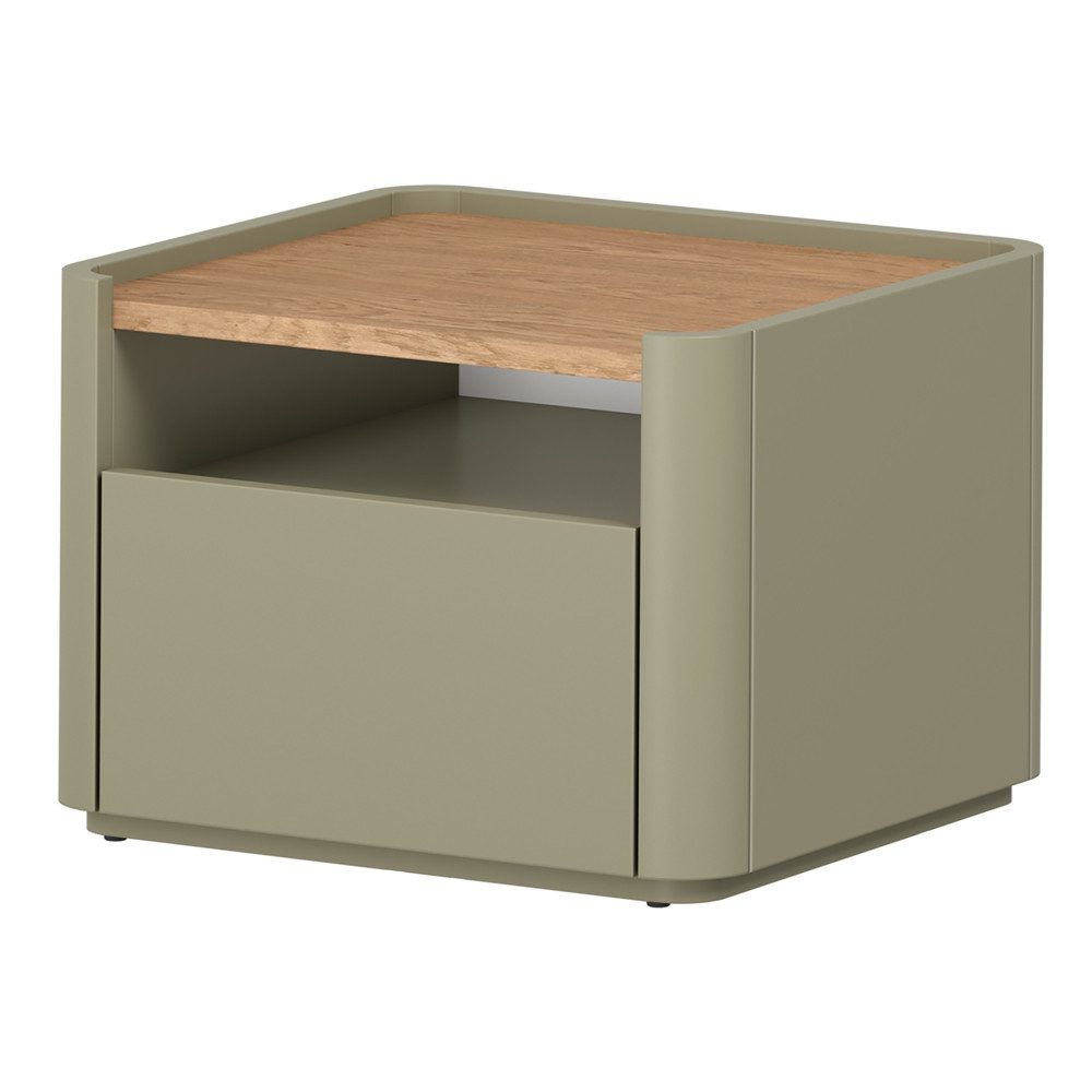 Lomadox Nachtschrank ELOY-141 Grün Eukalyptus Eiche Dekor 50 cm grifflos Softclose