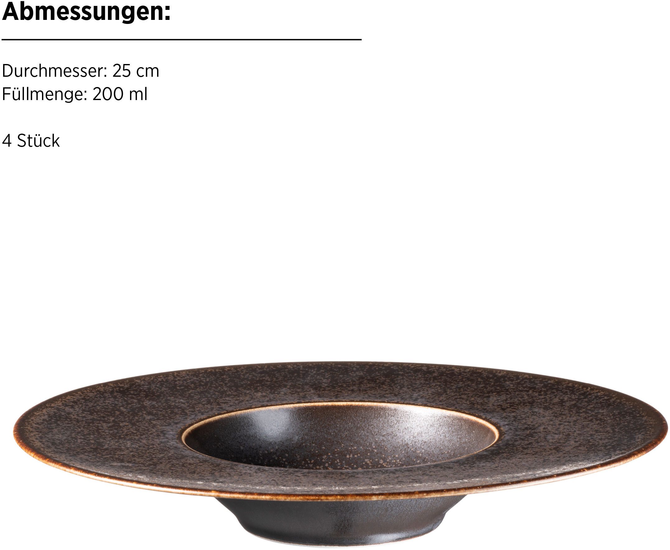 MÄSER Pastateller Gourmetteller Powerful, aus Porzellan, (4 St), Geschirr-Set, Teller Set