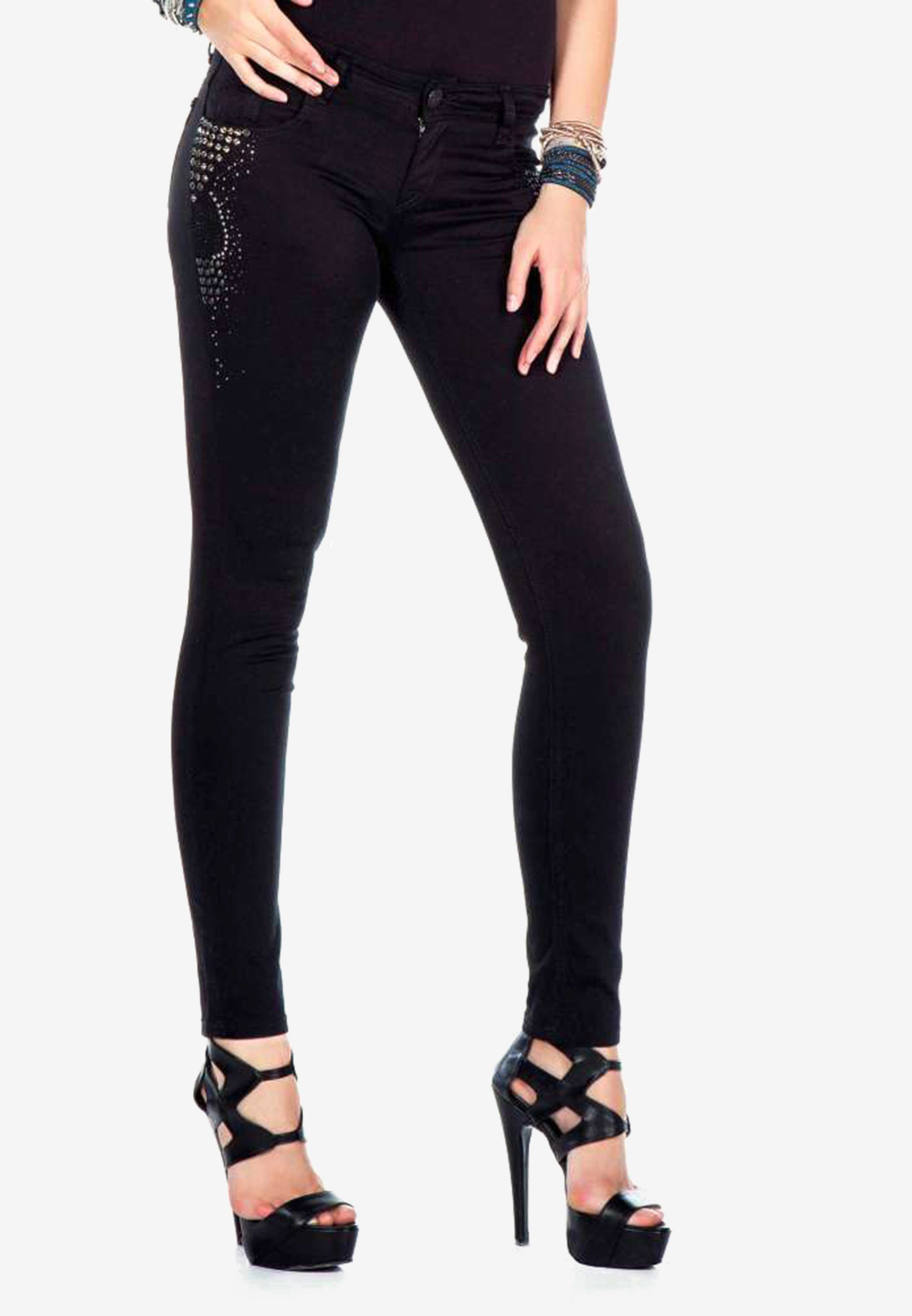 Damen Jeans Cipo & Baxx Slim-fit-Jeans mit stylischer Nietenverzierung und Skinny-Fit