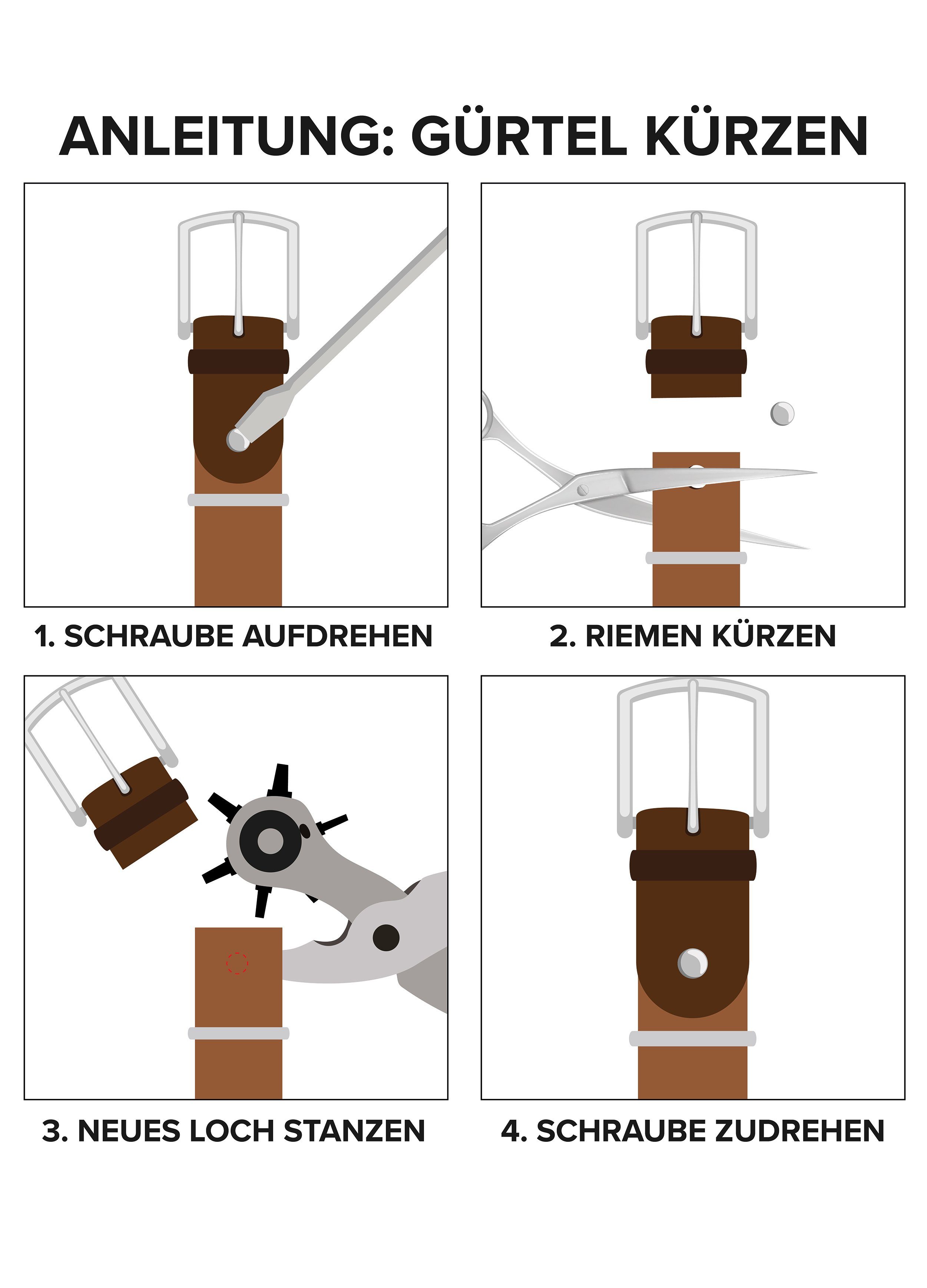 cm COLOGNEBELT echt breiter Leder in A4-SL Gürtel mit Cognac modern Ledergürtel stilvoller 2 und Gürtelschließe, leger