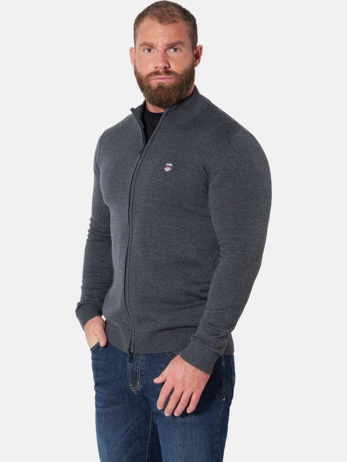 Jan Vanderstorm Strickjacke AGNER mit Zwei-Wege-Reißverschluss