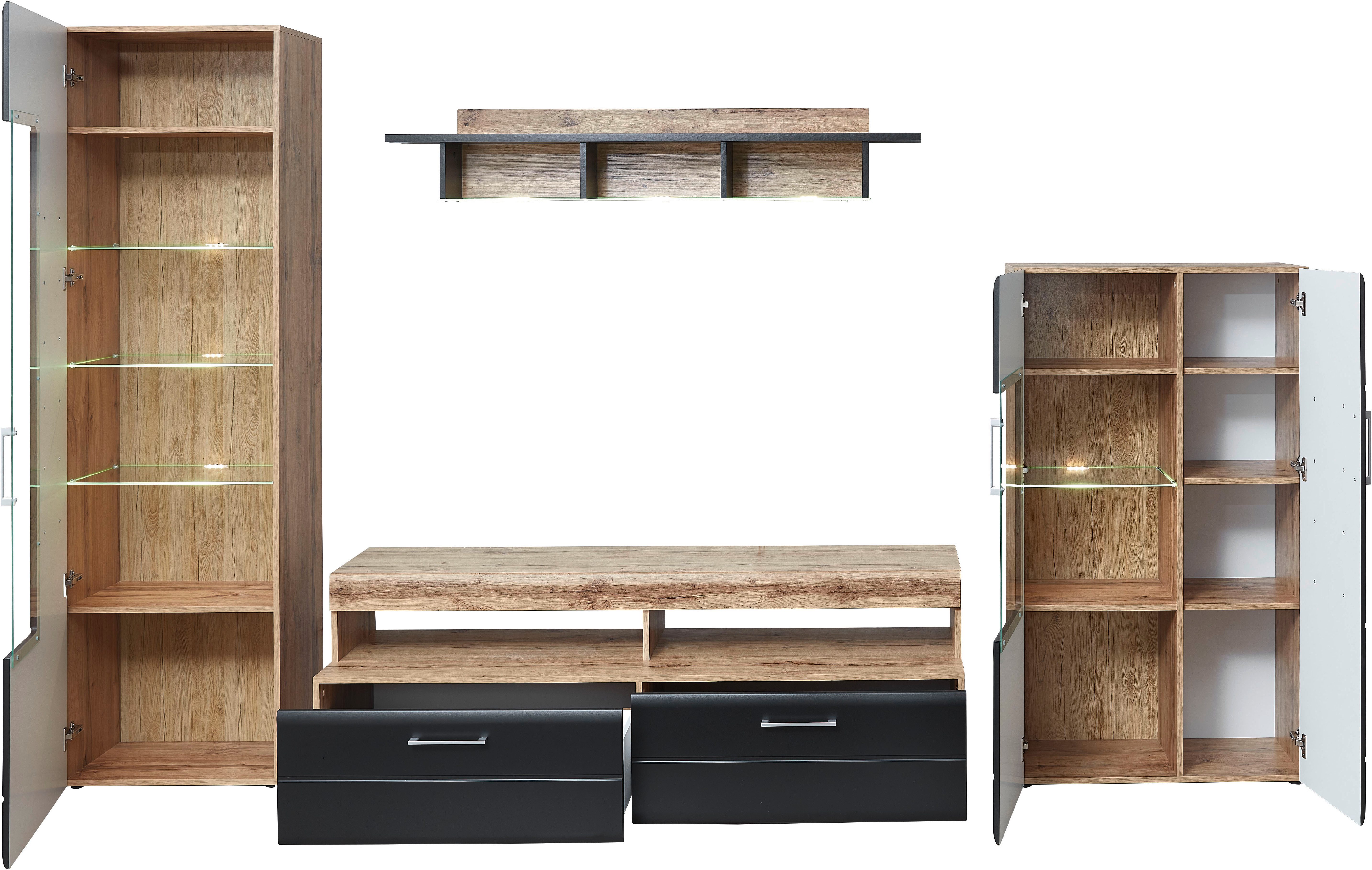 Innostyle Wohnwand Sonate, (Komplett-Set, 4-St), inkl. LED-Beleuchtung