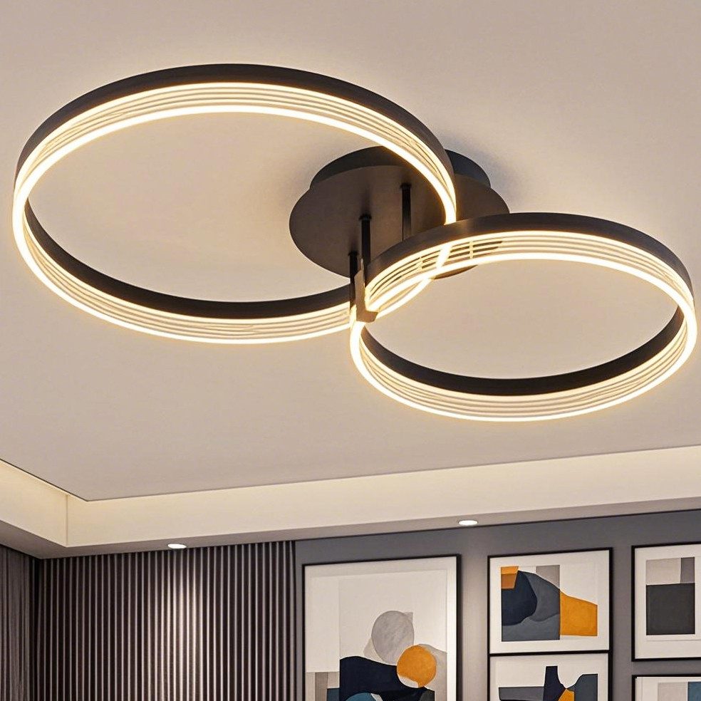 YINDN Deckenleuchte, 2 Ringe LED Deckenleuchten, günstig online kaufen