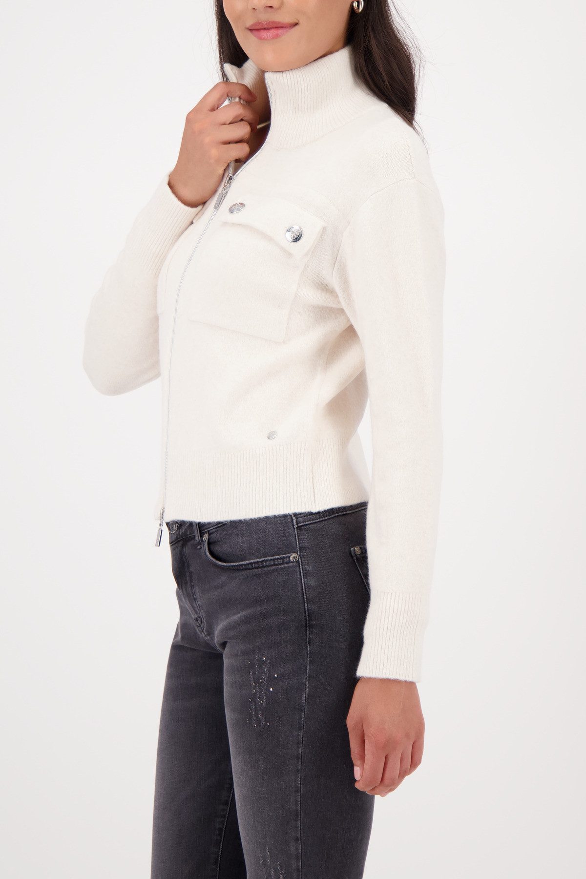 Monari Strickjacke Körpernahe Passform mit Stehkragen günstig online kaufen