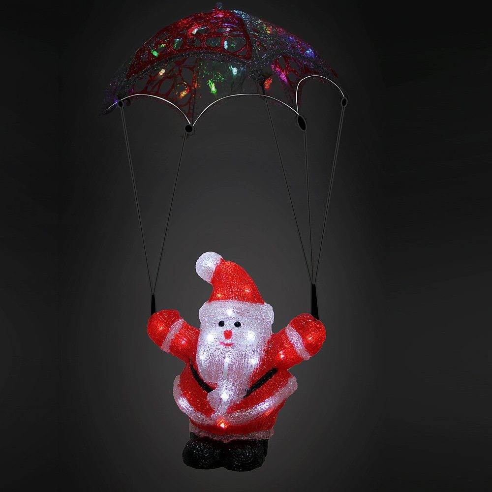 Deuba Dekofigur, Acryl Figur mit LED Weihnachtsmann Außen Innen 60x20x16cm Groß