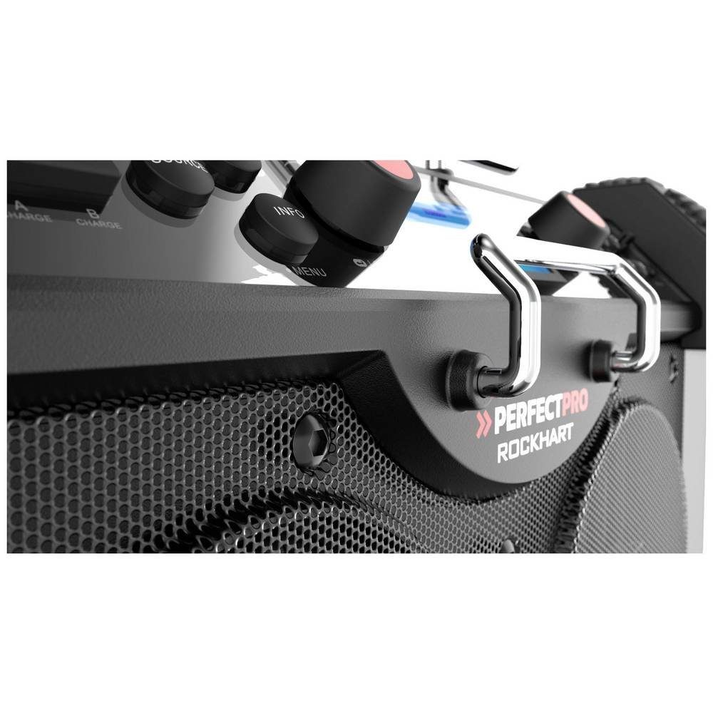 PerfectPro ROCKHART Baustellenradio PE-RH4 Radio (spritzwassergeschützt, staubdicht, stoßfest, Akku-Ladefunktion)