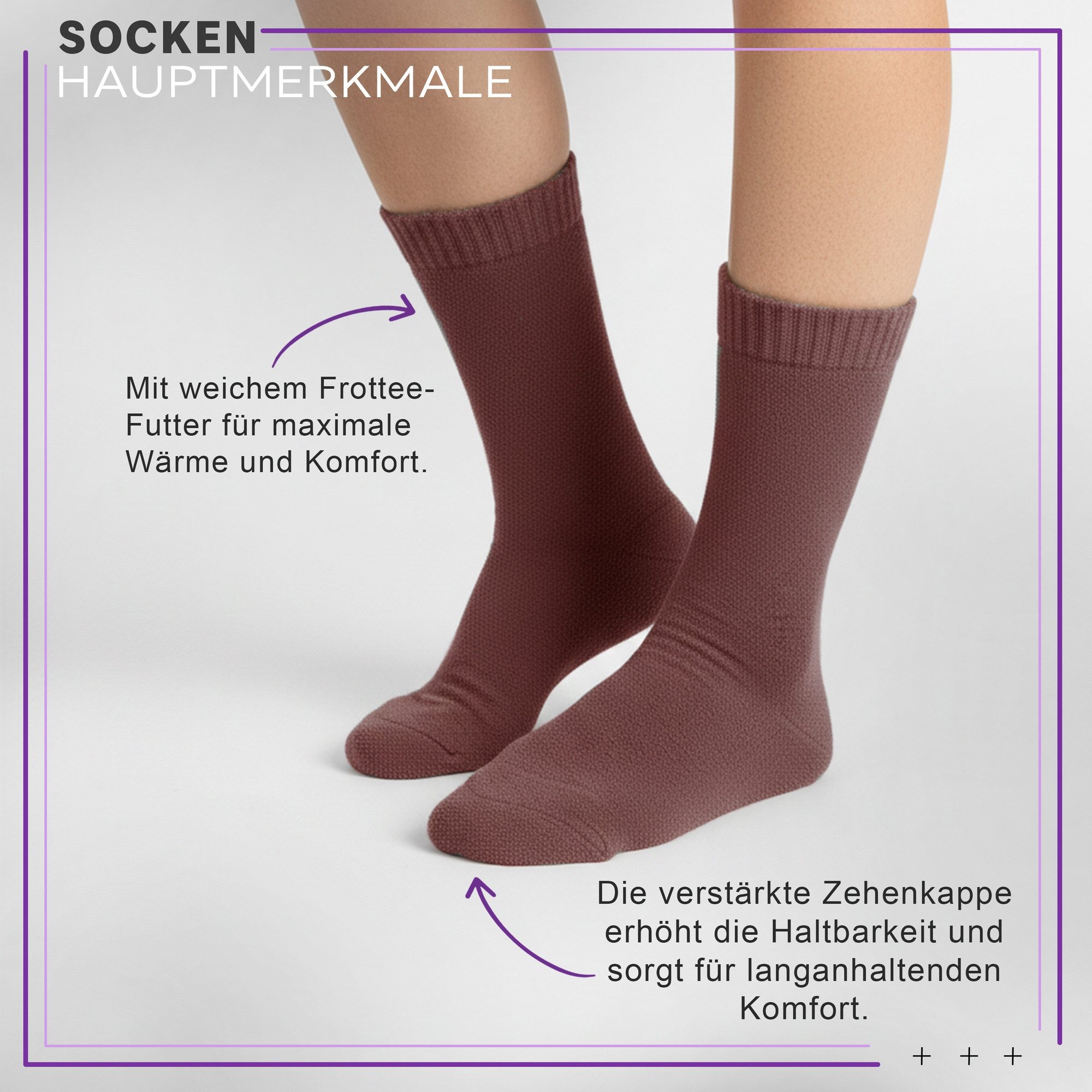 German Wear Kuschelsocken GW272 3er Pack Terrysocken (3er-Pack) Frottee-Baumwollsocken – für das ganze Jahr geeignet