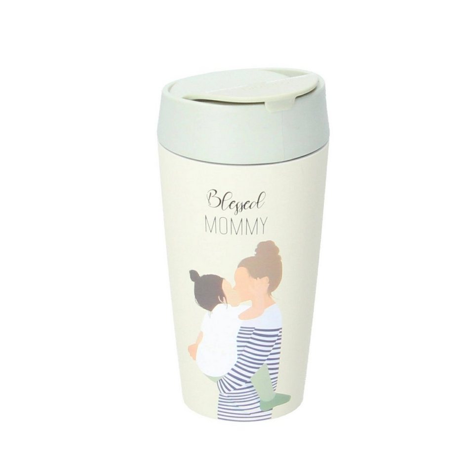 chic mic GmbH Coffee-to-go-Becher bioloco plant deluxe cup blessed mommy,  PLA (Kunststoff aus Pflanzenzucker)
