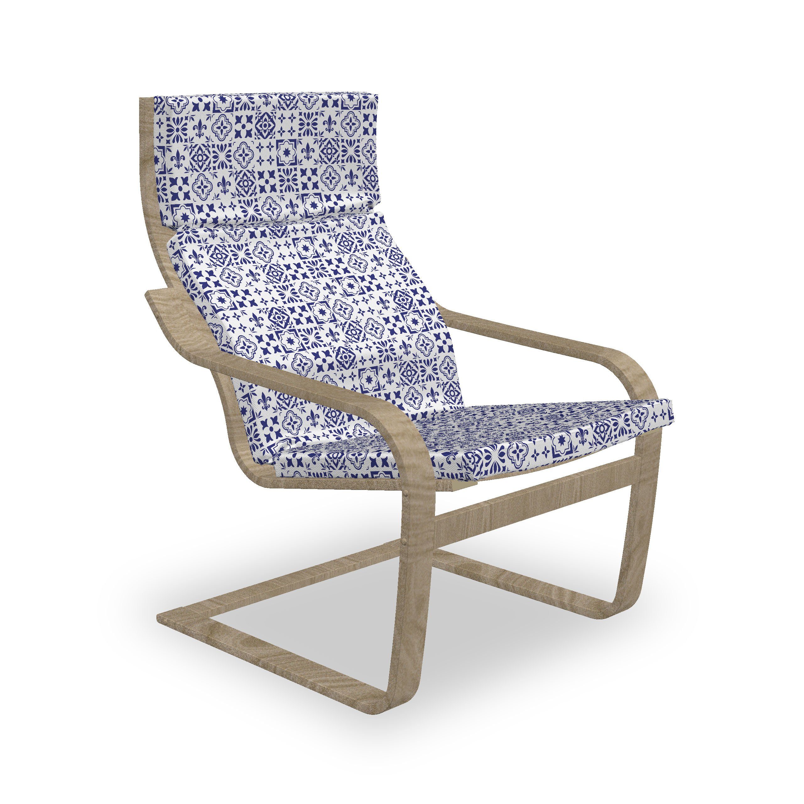 Sitzkissen mit Hakenschlaufe Stuhlkissen Indigo Muster abstraktes mit Stuhlkissen und Tile Reißverschluss, Abakuhaus Quadrat