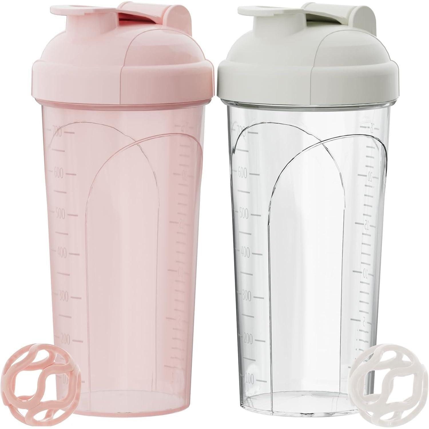 Protein Shaker Protein Shaker 700ml 2 auslaufsicher BPA frei Schraubdeckel Rosa weiß