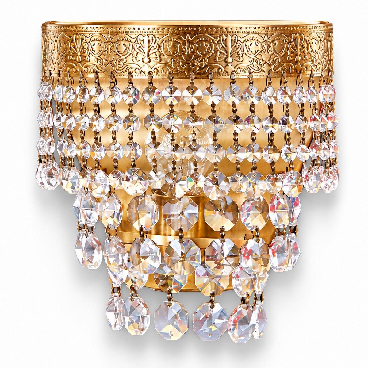 JVmoebel Wandleuchte Elegante Kristall-Wandleuchte in Gold mit edlem Design Sofort, Made in Europa
