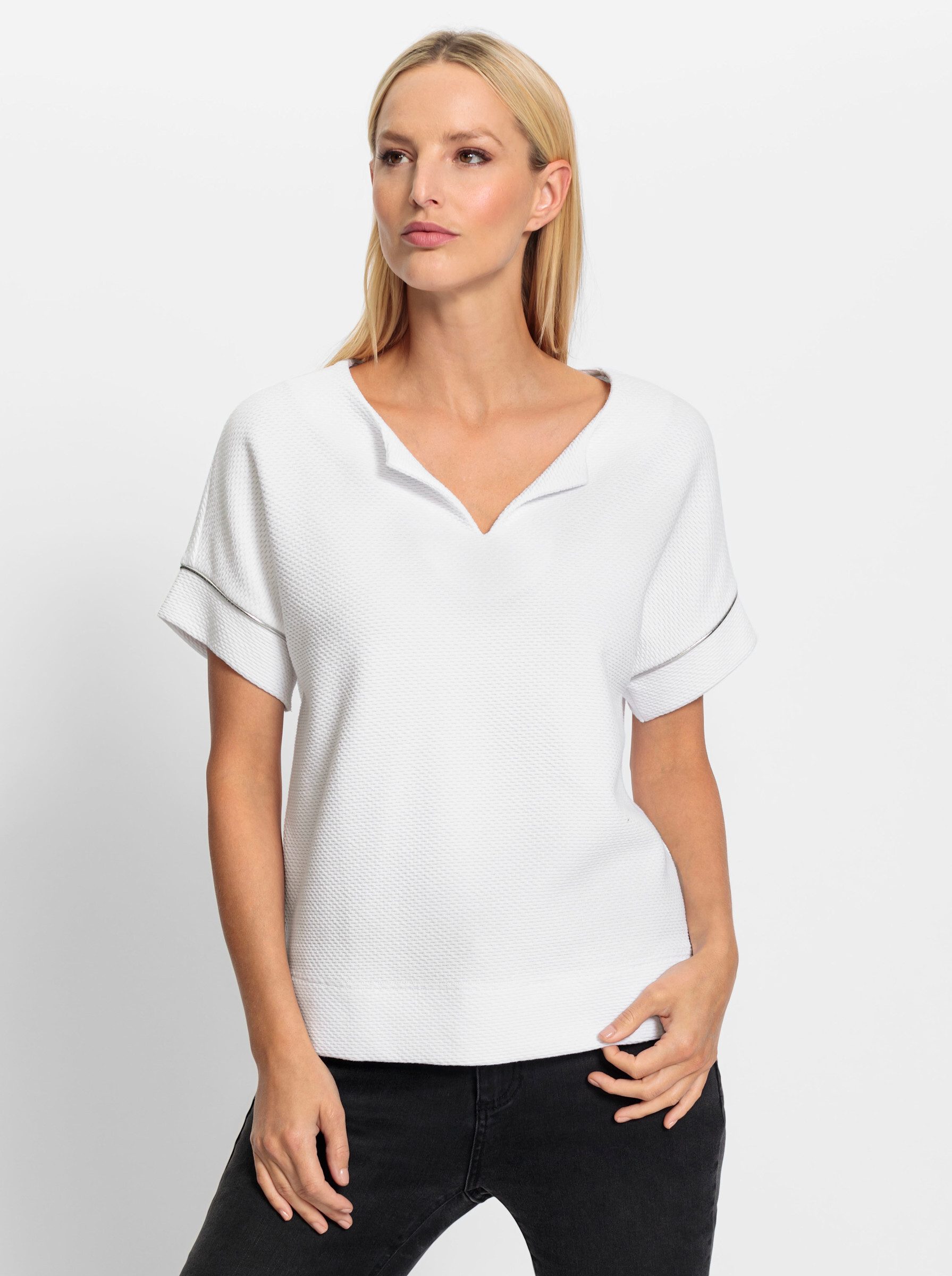 heine Sweater Sweatshirt Kurzarm Jacquard, Struktur