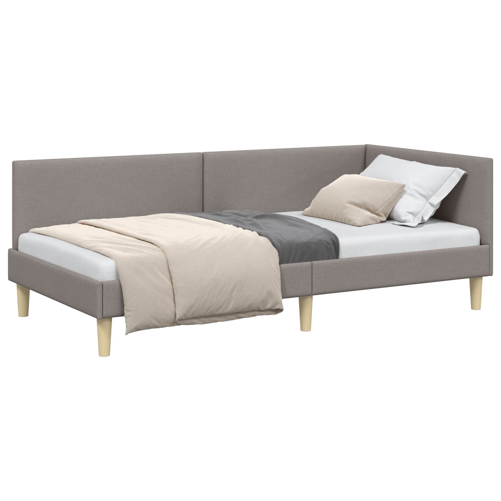 vidaXL Bett Eckbettgestell Taupe 90 cm x 190 cm Stoff und Sperrholz (1-tlg)