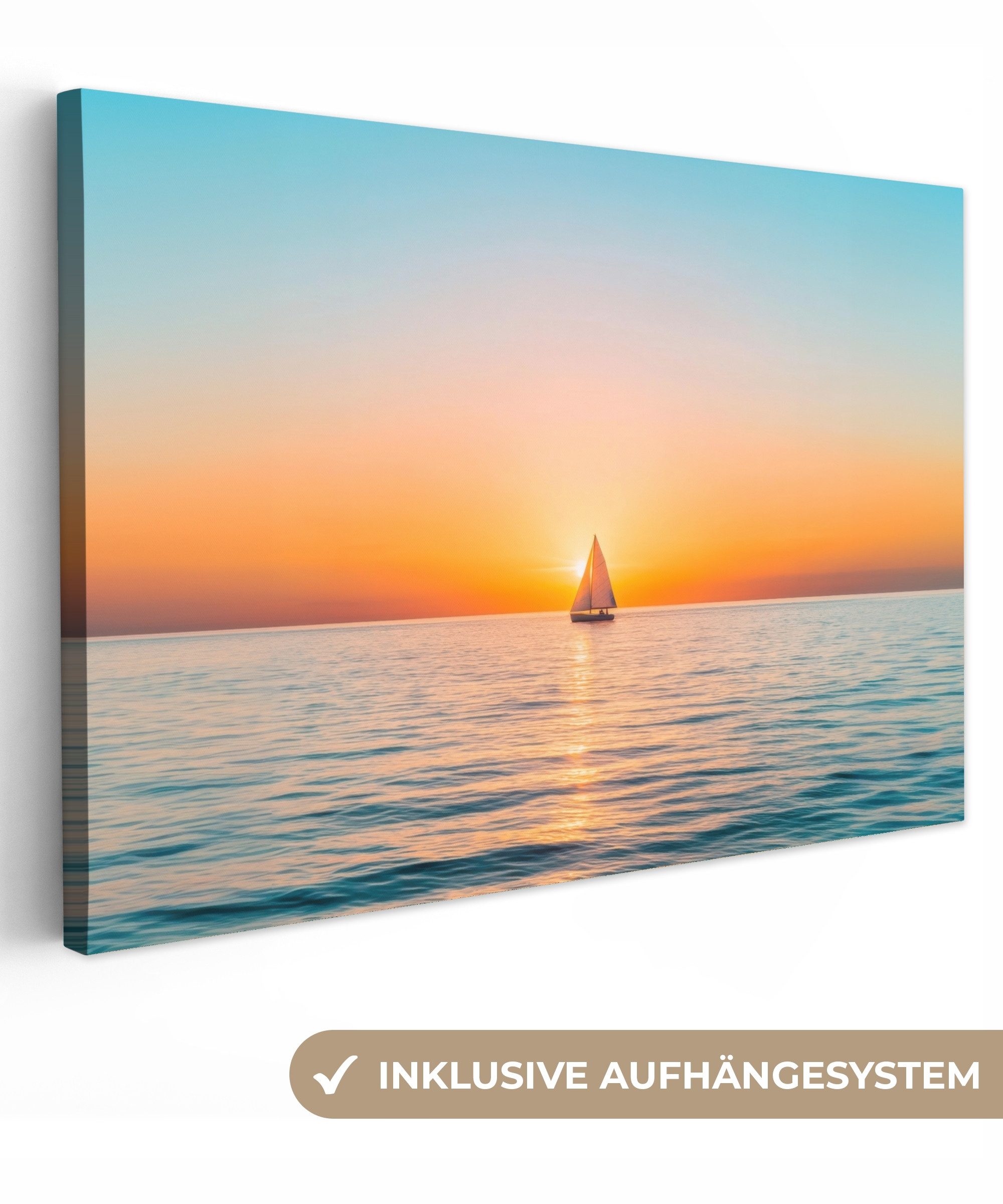 Leinwandbild Meer - Segelboot - Sonnenuntergang